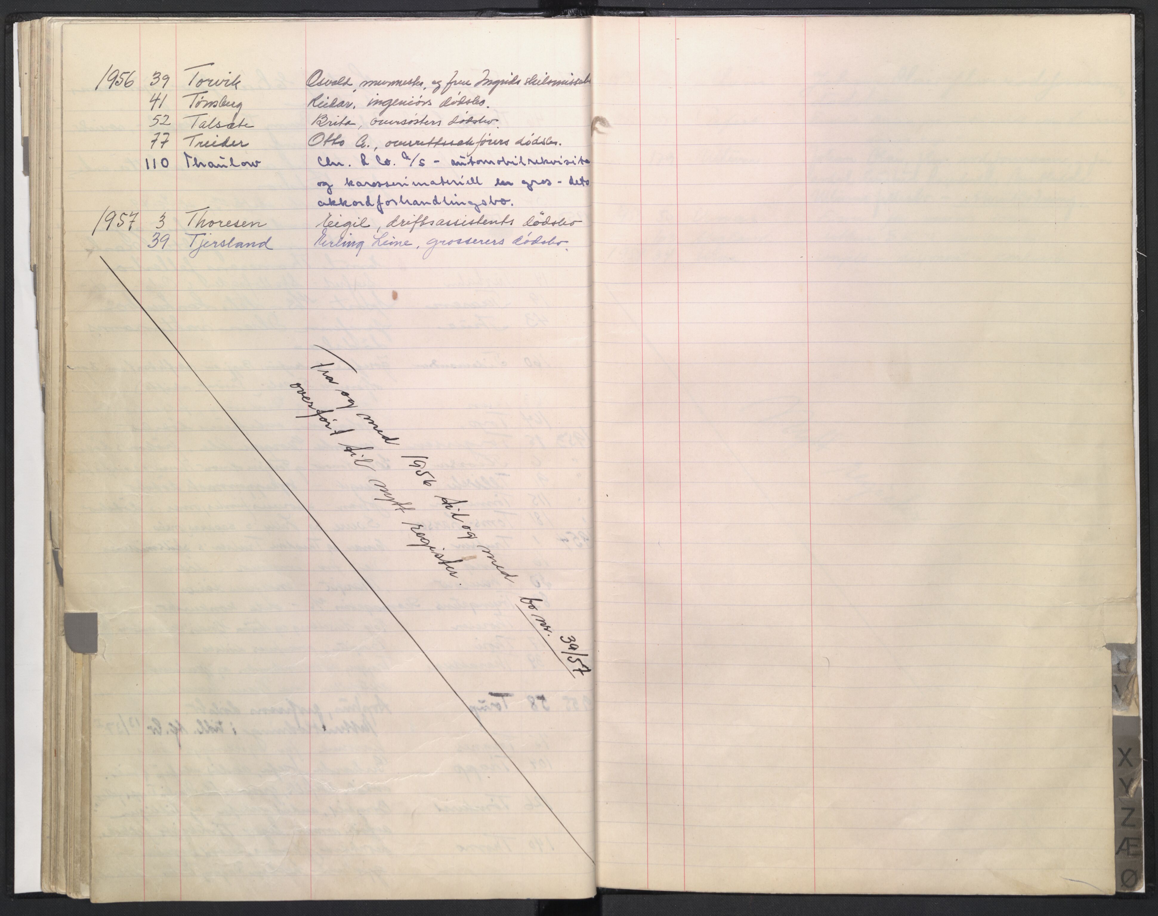 Oslo skifterett, AV/SAO-A-10383/F/Fb/Fba/Fbab/L0006: Navneregister for sluttede bo - avd. I, 1951-1957