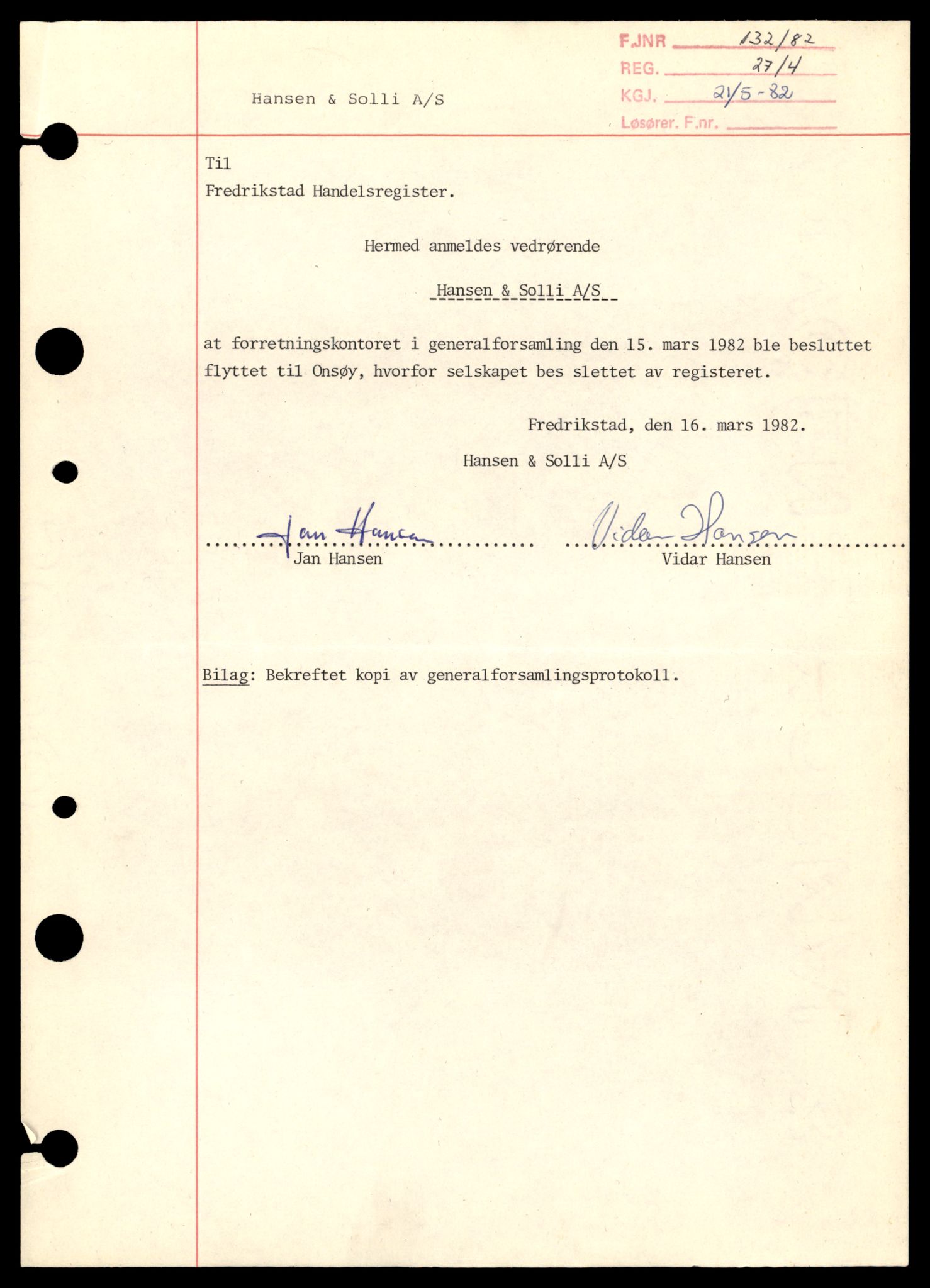 Fredrikstad tingrett, AV/SAT-A-10473/K/Kb/Kba/L0018: Enkeltmannsforetak, aksjeselskap og andelslag, Hans-Hel, 1944-1990, p. 1