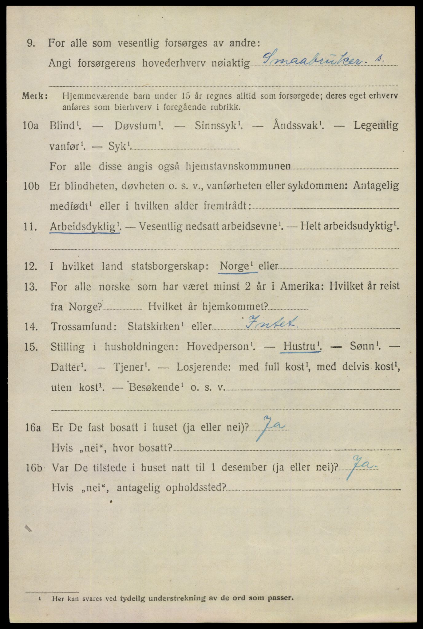 SAO, 1920 census for Spydeberg, 1920, p. 6472