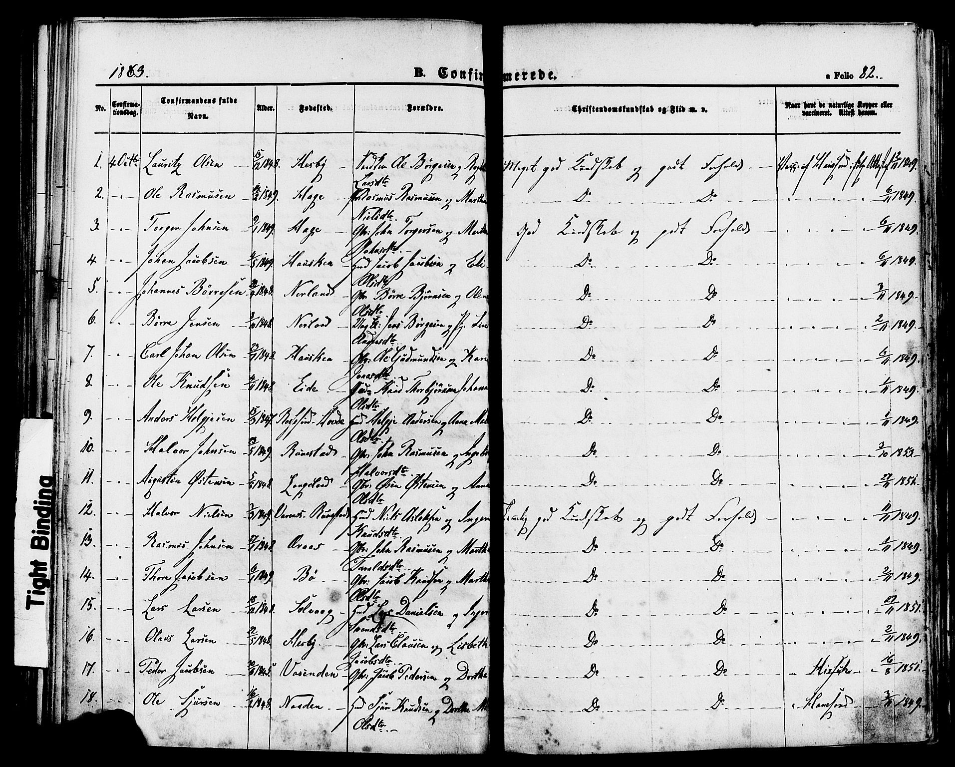 Finnøy sokneprestkontor, SAST/A-101825/H/Ha/Haa/L0008: Parish register (official) no. A 8, 1863-1878, p. 82