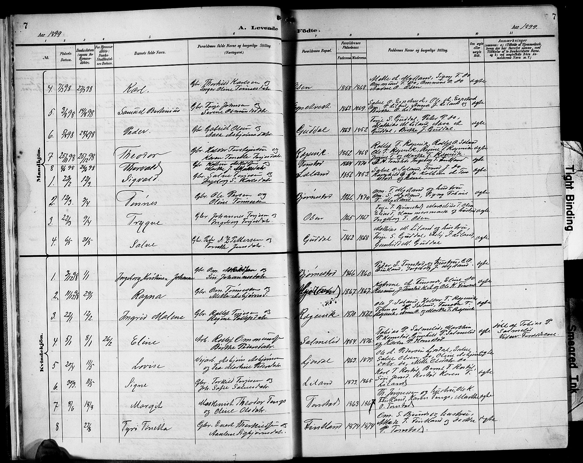 Sirdal sokneprestkontor, AV/SAK-1111-0036/F/Fb/Fbb/L0004: Parish register (copy) no. B 4, 1895-1916, p. 7