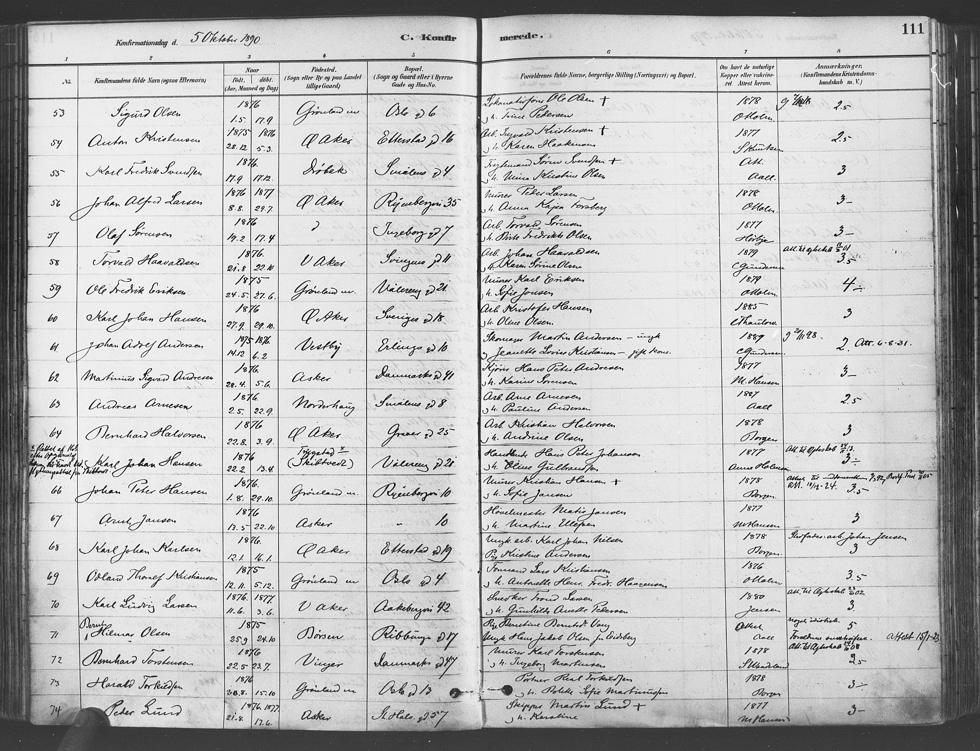 Gamlebyen prestekontor Kirkebøker, SAO/A-10884/F/Fa/L0006: Parish register (official) no. 6, 1881-1890, p. 111