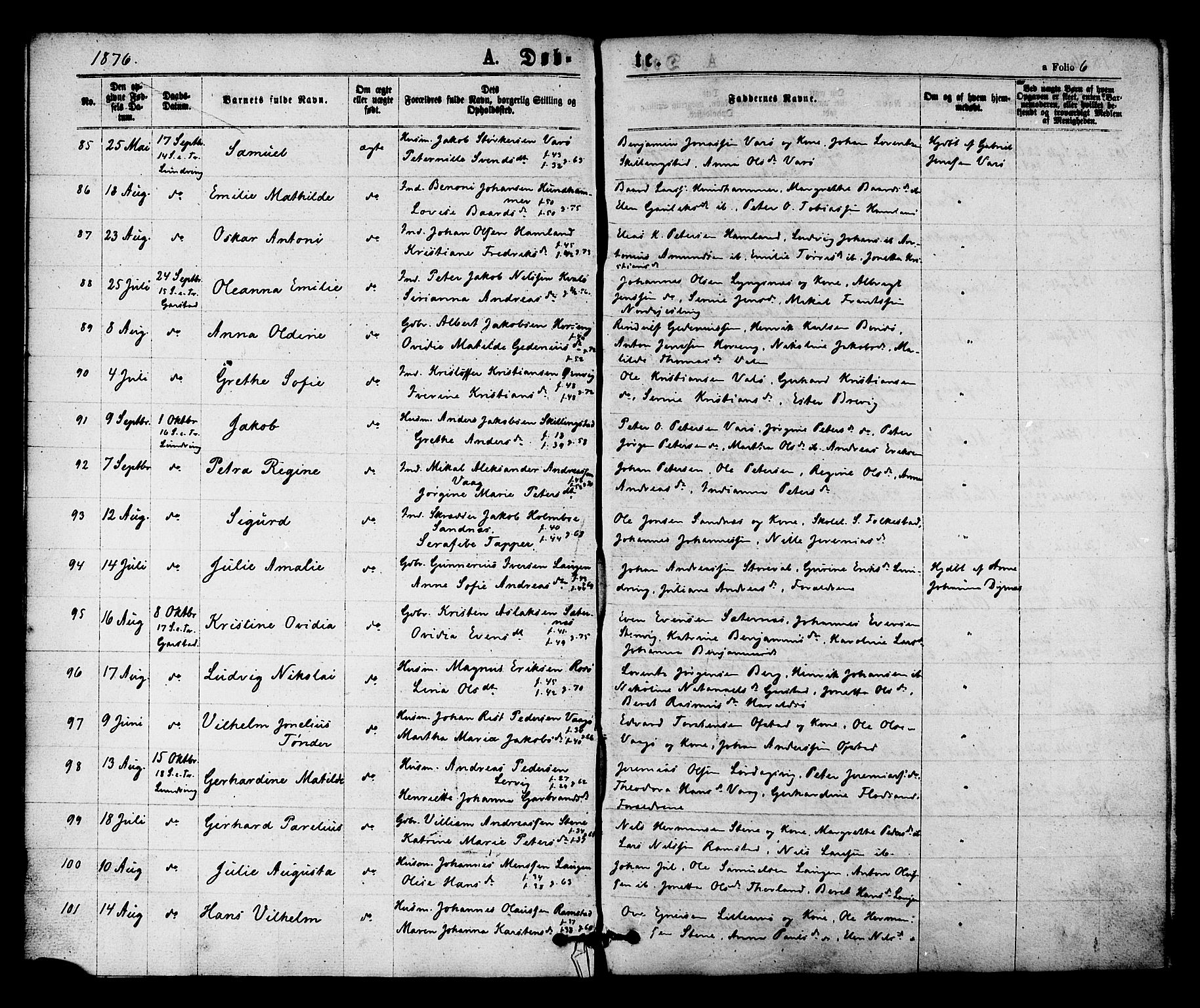 Ministerialprotokoller, klokkerbøker og fødselsregistre - Nord-Trøndelag, SAT/A-1458/784/L0671: Parish register (official) no. 784A06, 1876-1879, p. 6
