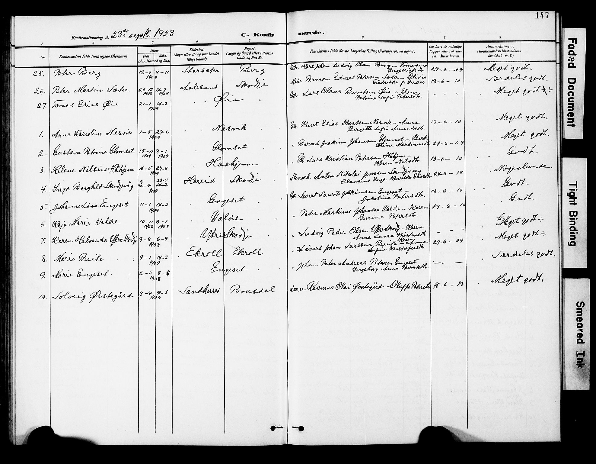 Ministerialprotokoller, klokkerbøker og fødselsregistre - Møre og Romsdal, AV/SAT-A-1454/524/L0366: Parish register (copy) no. 524C07, 1900-1931, p. 147