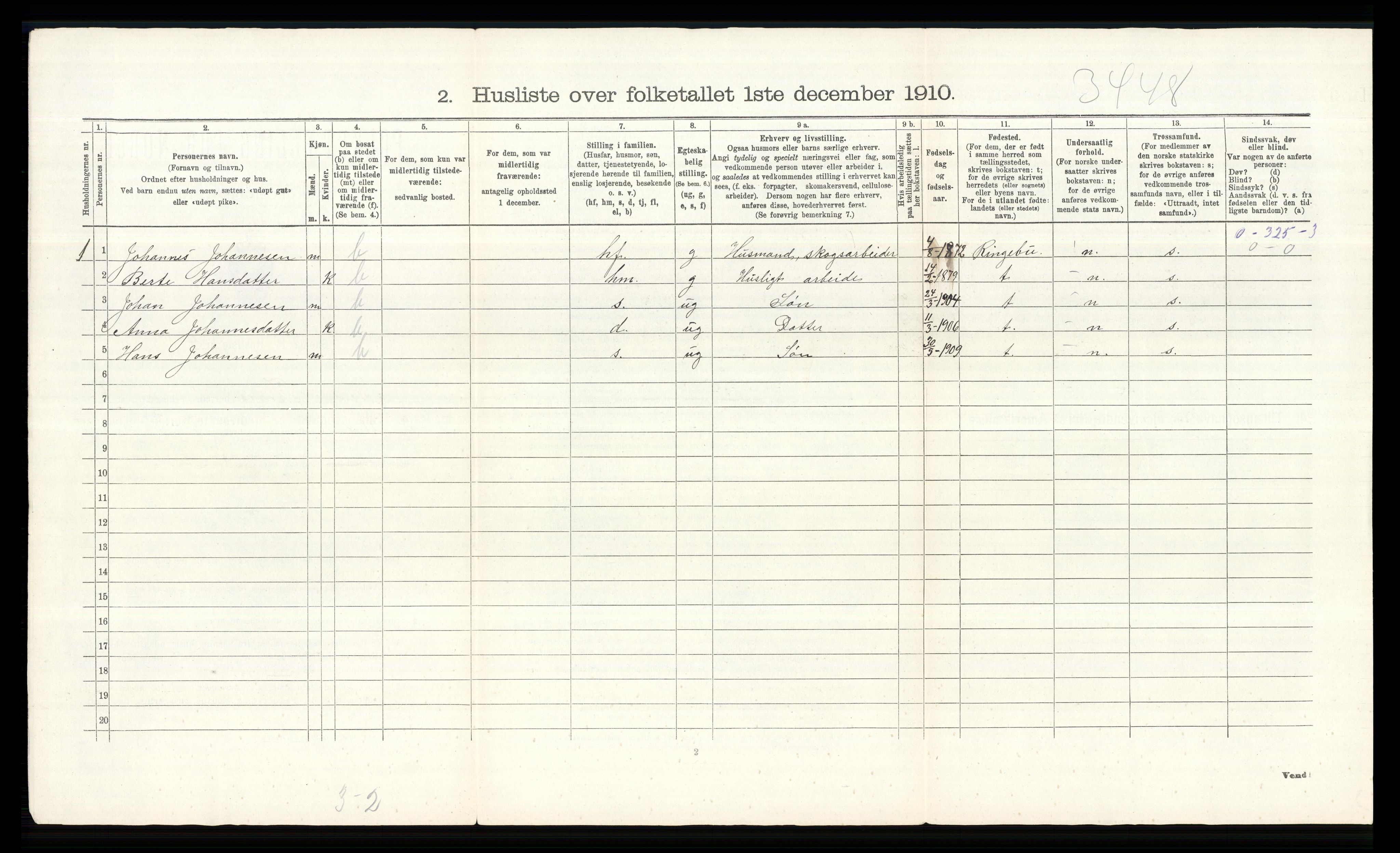 RA, 1910 census for Nord-Fron, 1910, p. 49