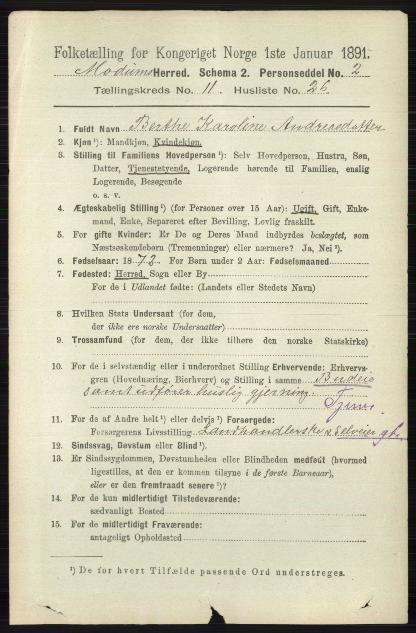 RA, 1891 census for 0623 Modum, 1891, p. 4370