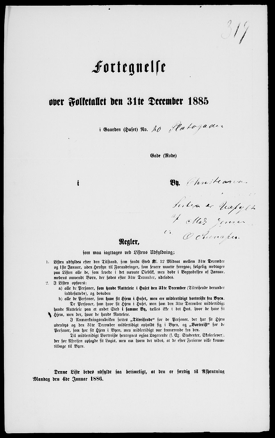 RA, 1885 census for 0301 Kristiania, 1885, p. 8600