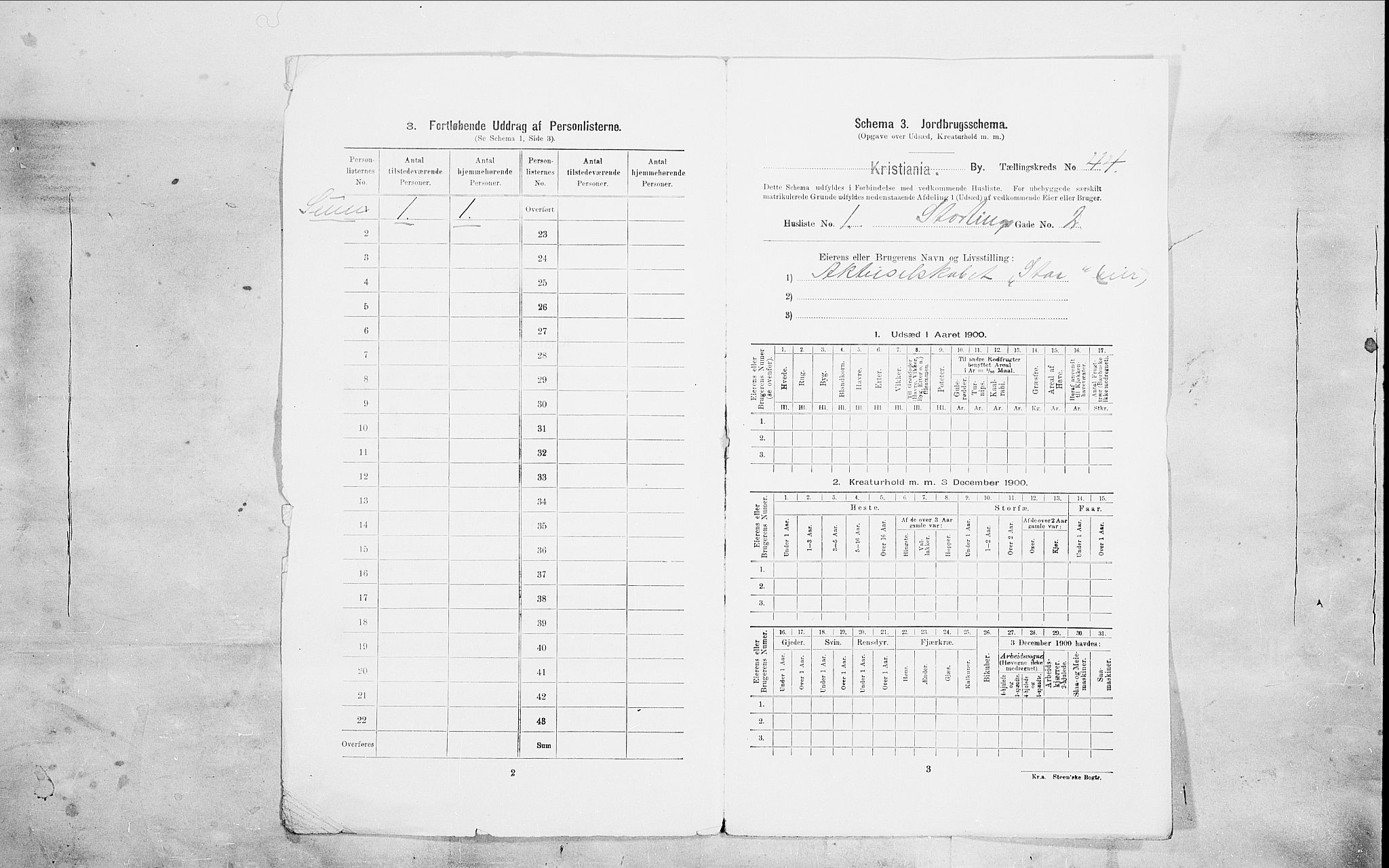 SAO, 1900 census for Kristiania, 1900, p. 92701