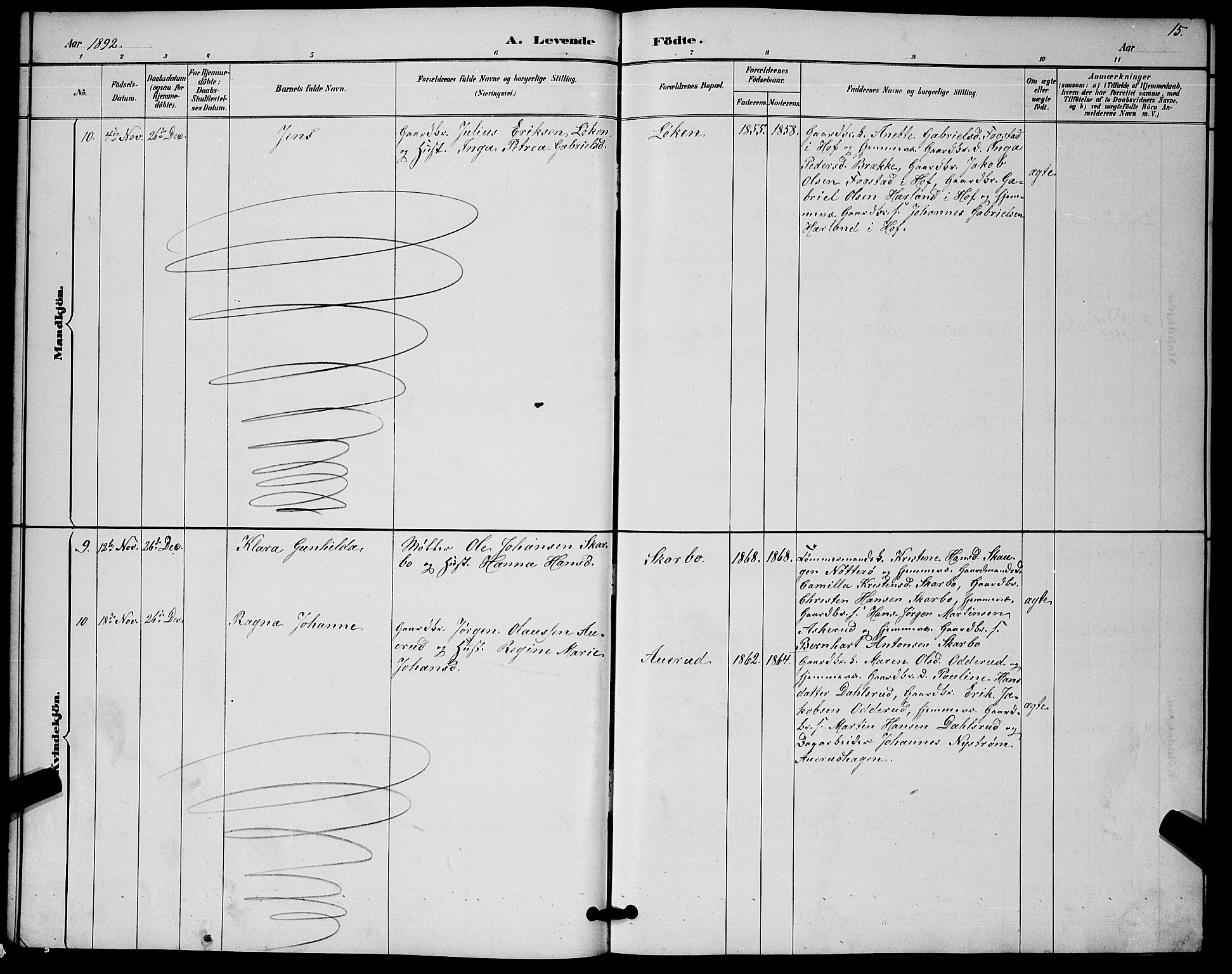 Botne kirkebøker, AV/SAKO-A-340/G/Gb/L0003: Parish register (copy) no. II 3, 1887-1899, p. 15