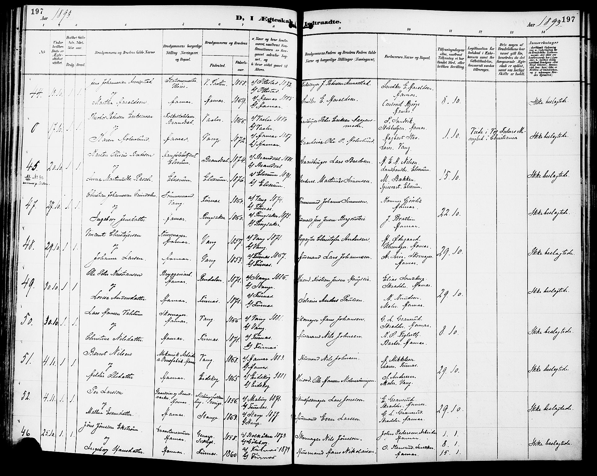 Vang prestekontor, Hedmark, AV/SAH-PREST-008/H/Ha/Haa/L0017: Parish register (official) no. 17, 1890-1899, p. 197