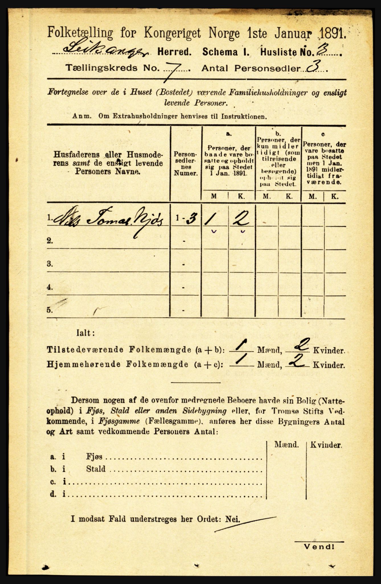 RA, 1891 census for 1419 Leikanger, 1891, p. 1306