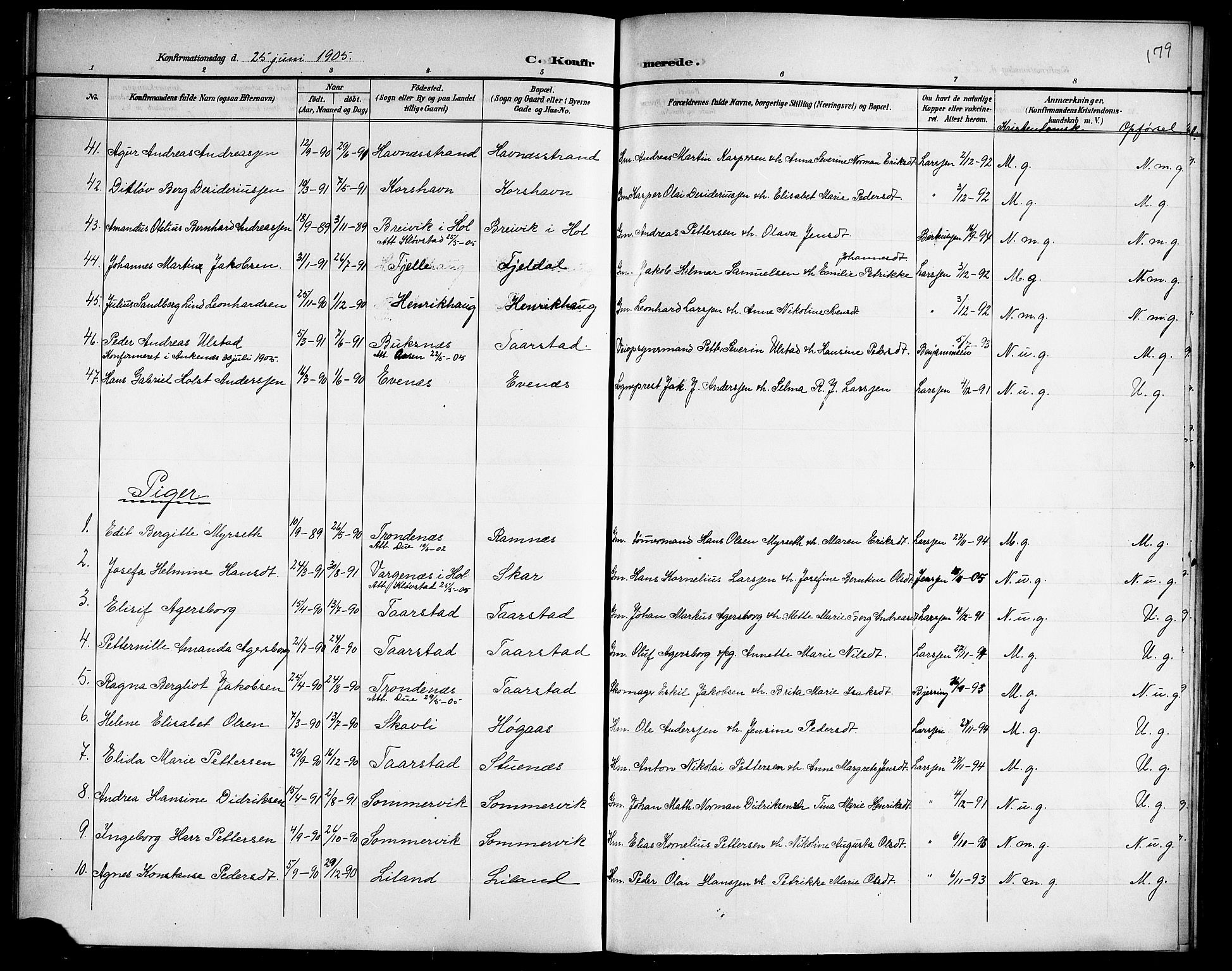 Ministerialprotokoller, klokkerbøker og fødselsregistre - Nordland, SAT/A-1459/863/L0915: Parish register (copy) no. 863C05, 1898-1907, p. 179