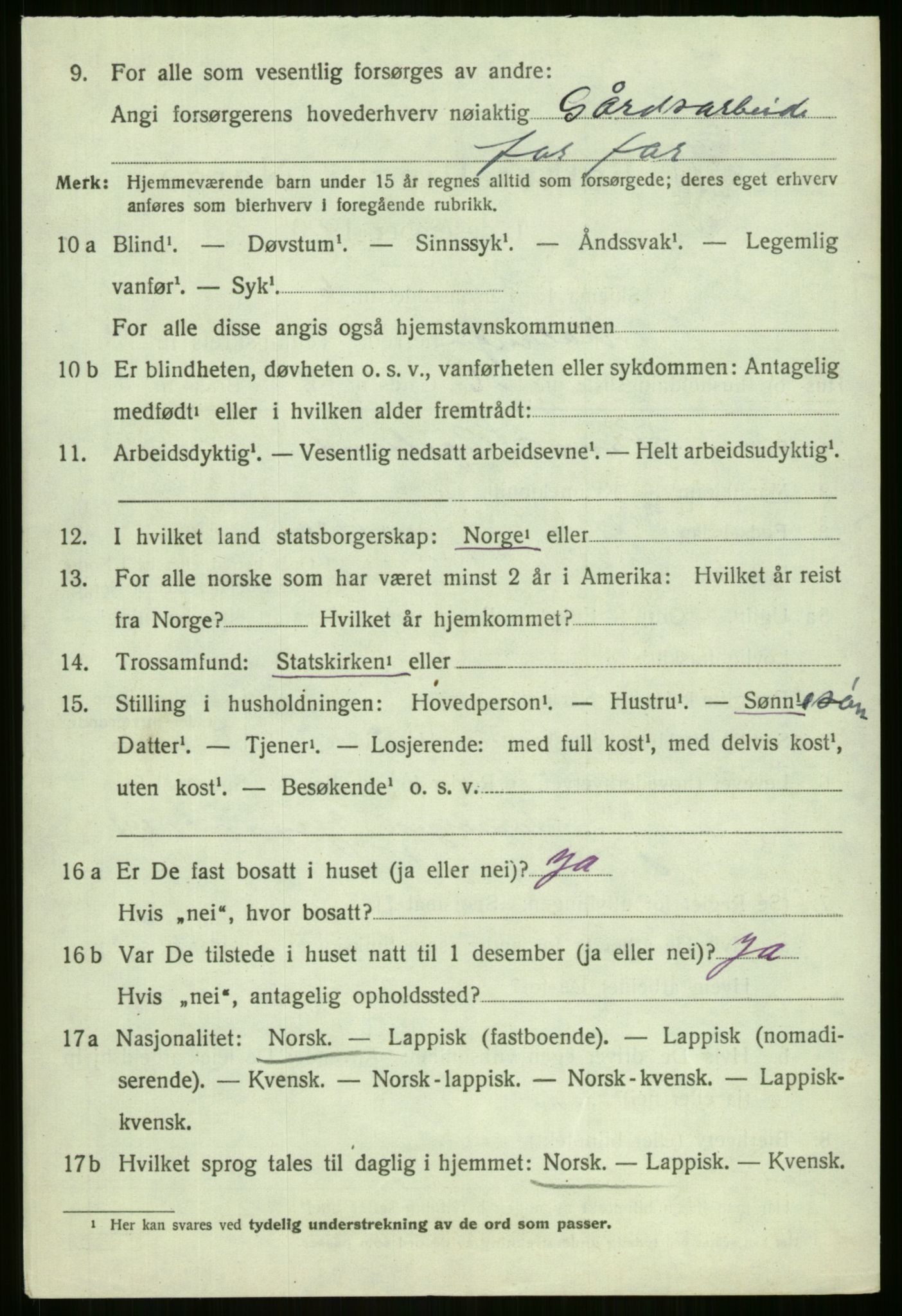 SATØ, 1920 census for Malangen, 1920, p. 1584