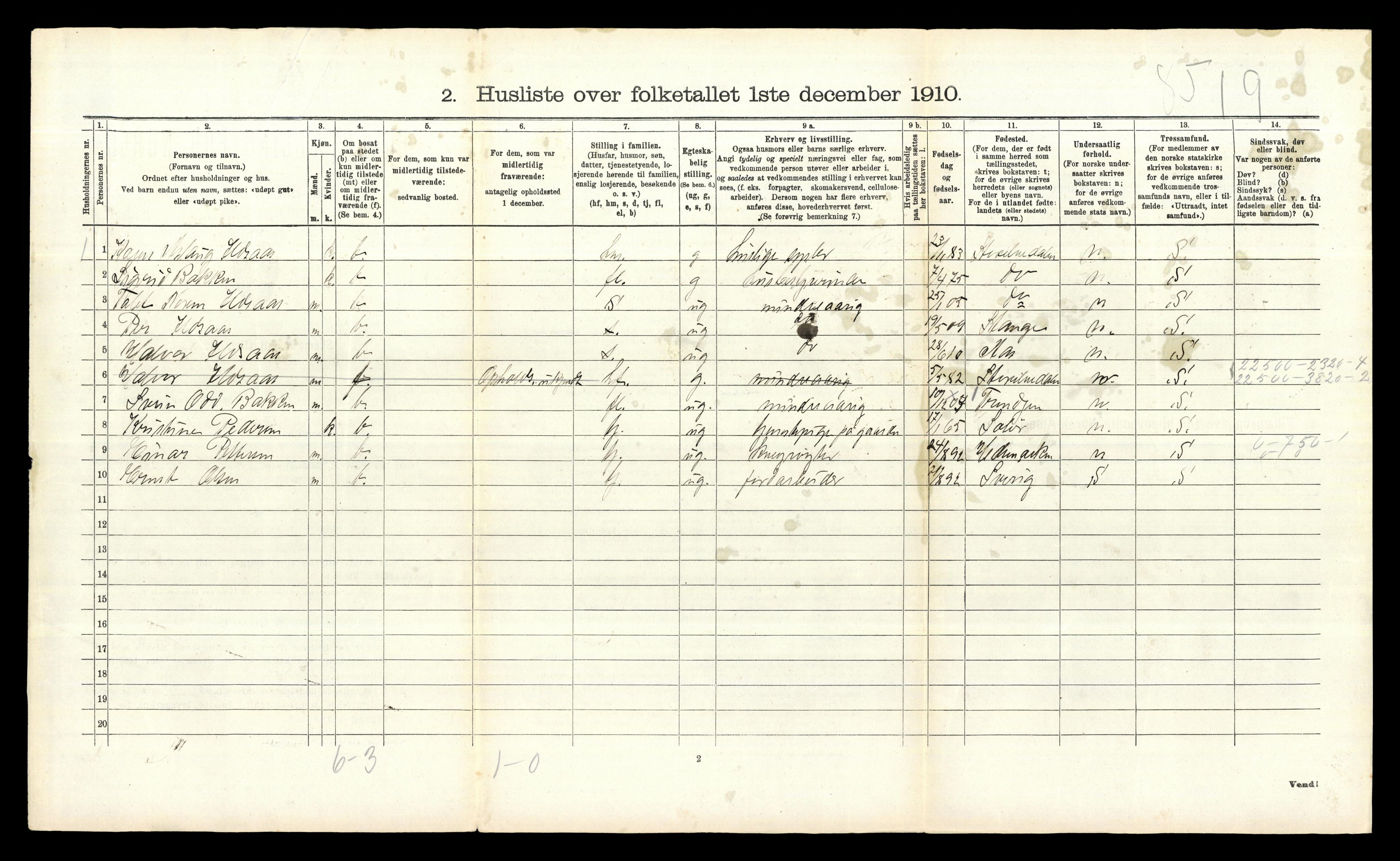 RA, 1910 census for Ås, 1910, p. 462