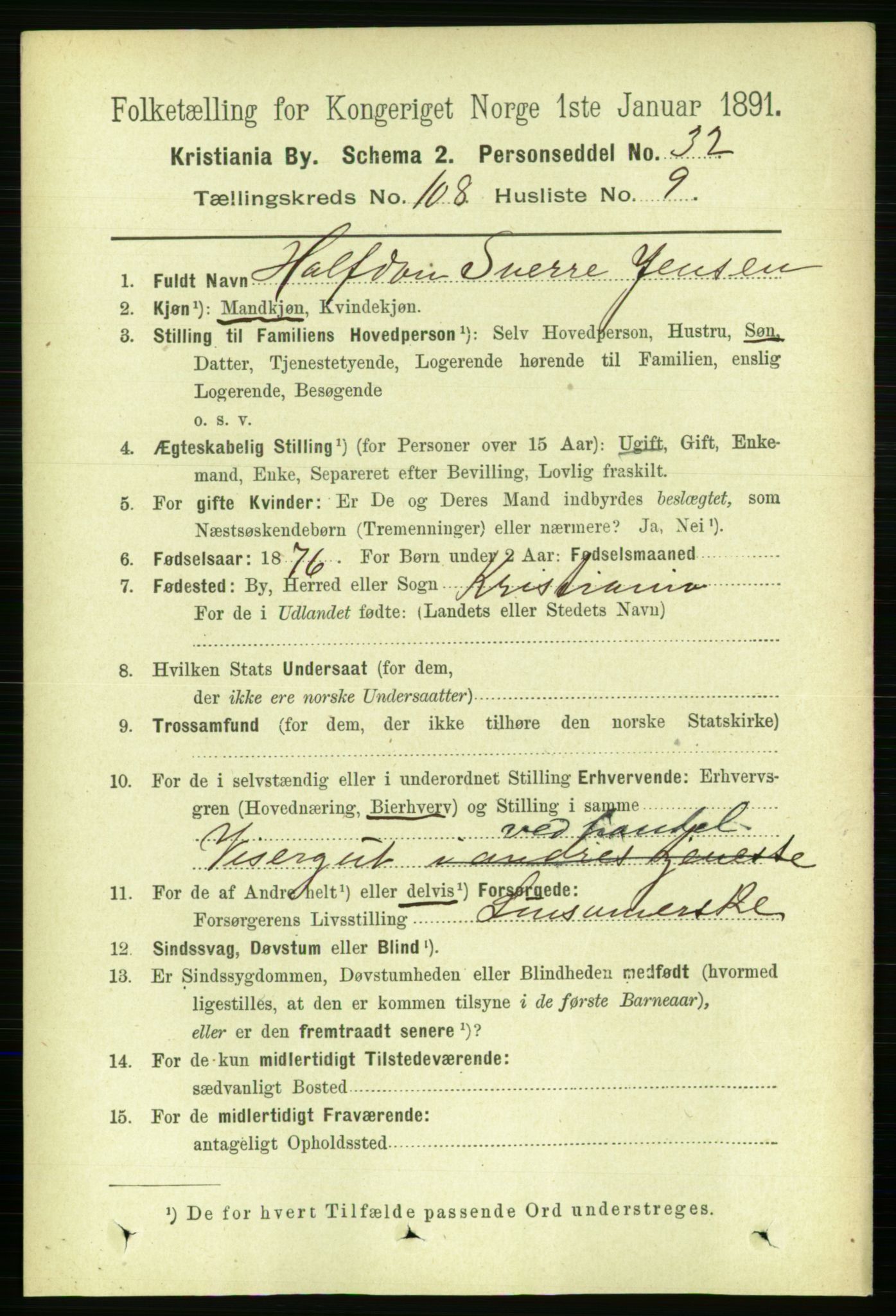 RA, 1891 census for 0301 Kristiania, 1891, p. 55765