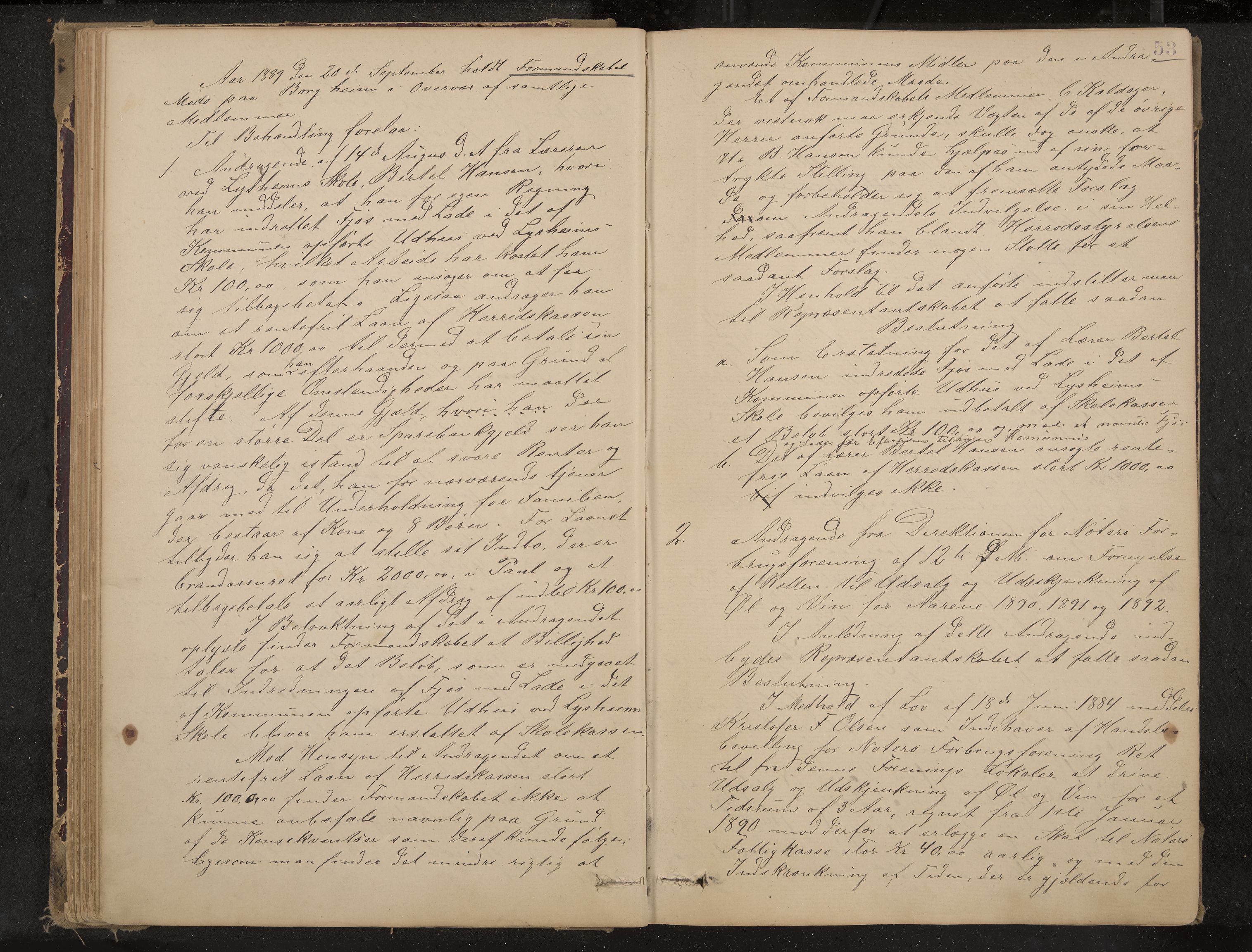 Nøtterøy formannskap og sentraladministrasjon, IKAK/0722021-1/A/Aa/L0004: Møtebok, 1887-1896, p. 53