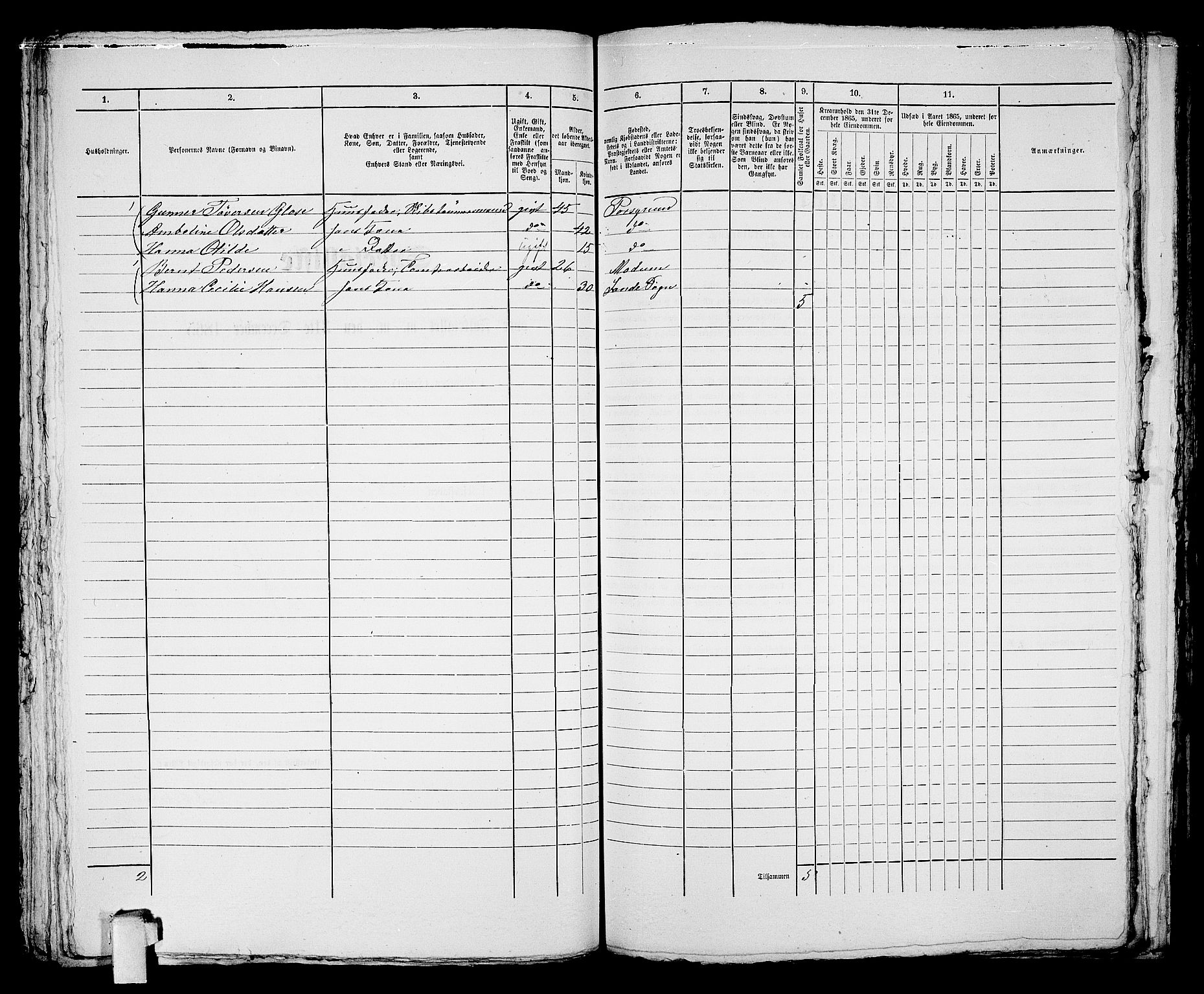 RA, 1865 census for Porsgrunn, 1865, p. 139