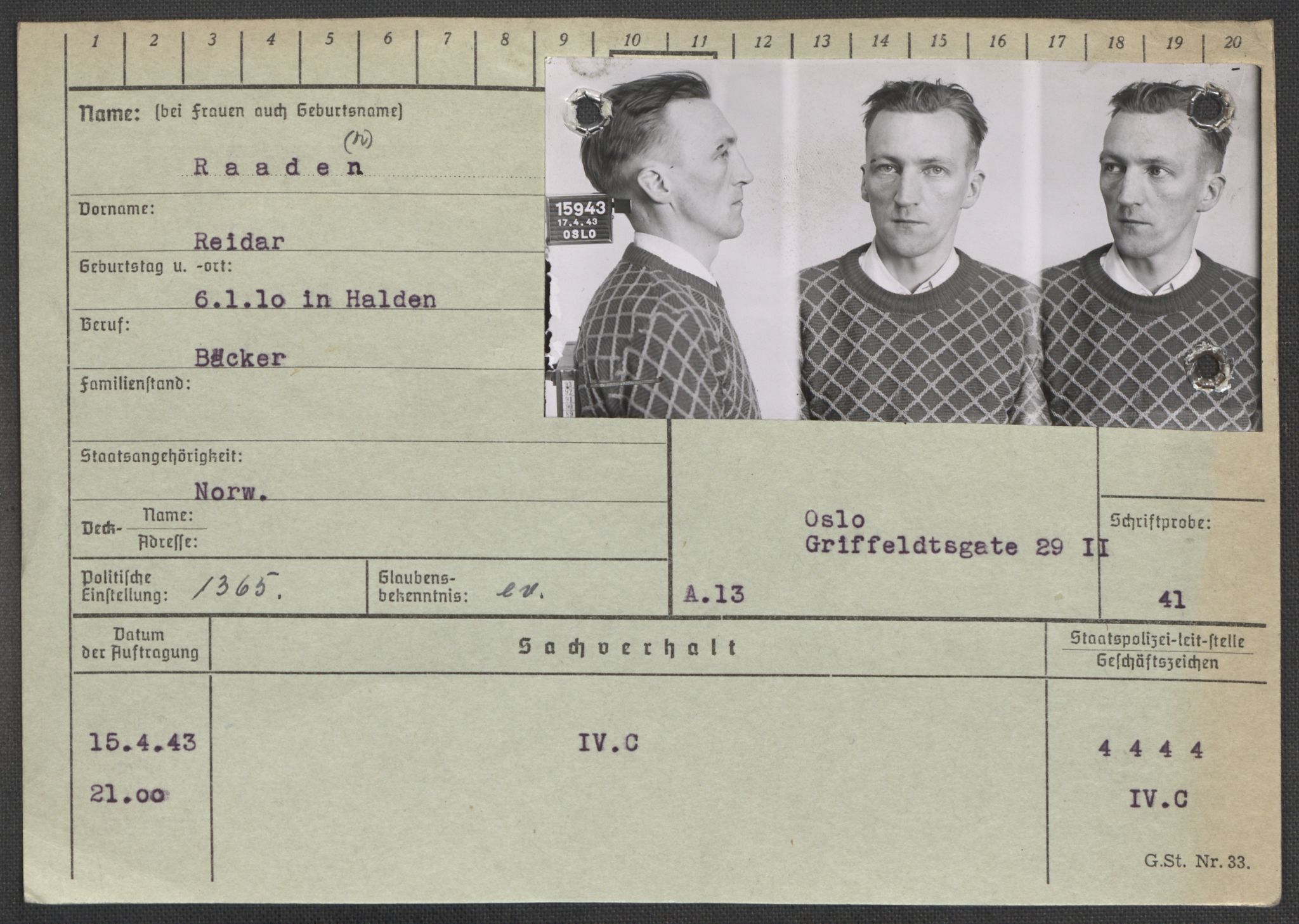 Befehlshaber der Sicherheitspolizei und des SD, RA/RAFA-5969/E/Ea/Eaa/L0009: Register over norske fanger i Møllergata 19: Ru-Sy, 1940-1945, p. 218
