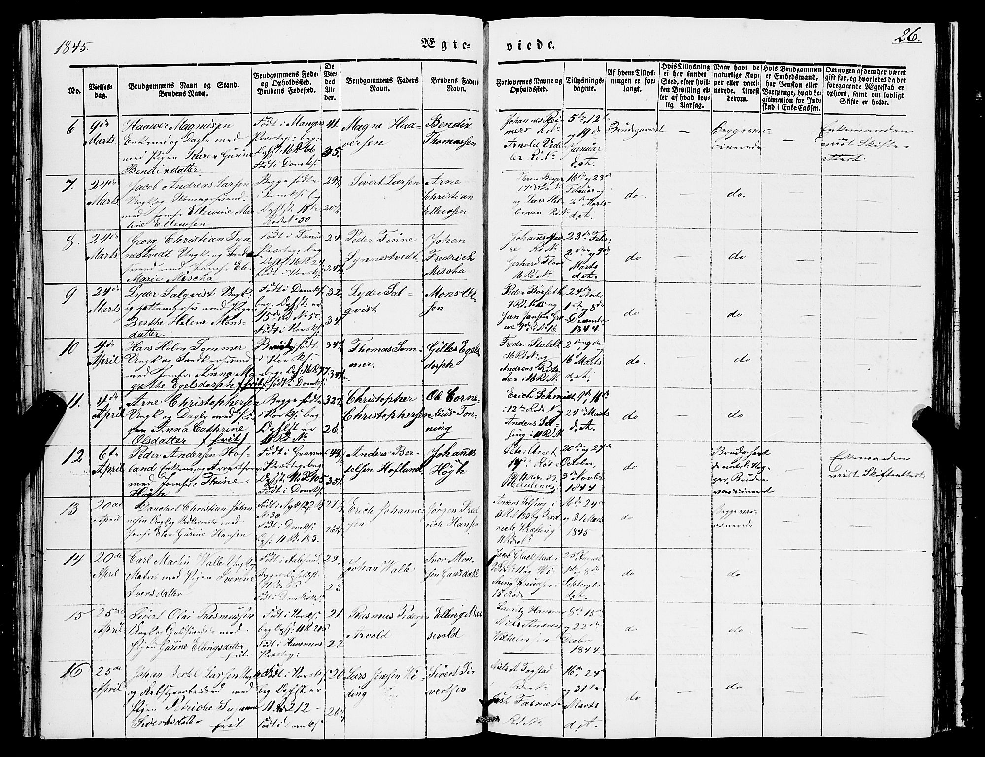 Domkirken sokneprestembete, SAB/A-74801/H/Haa/L0033: Parish register (official) no. D 1, 1841-1853, p. 26