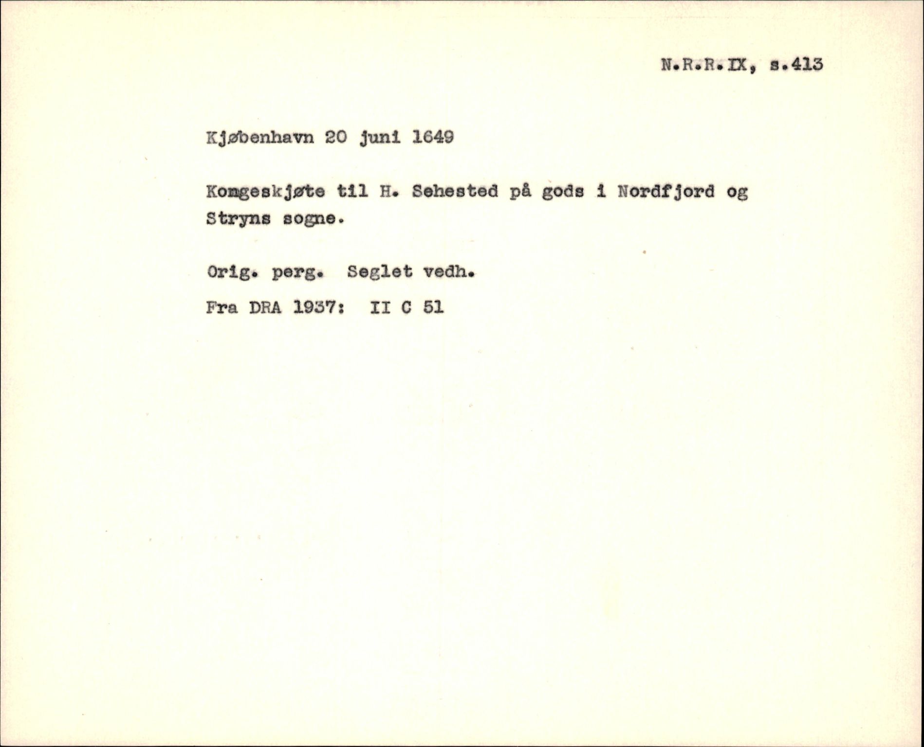 Riksarkivets diplomsamling, AV/RA-EA-5965/F35/F35f/L0002: Regestsedler: Diplomer fra DRA 1937 og 1996, p. 107