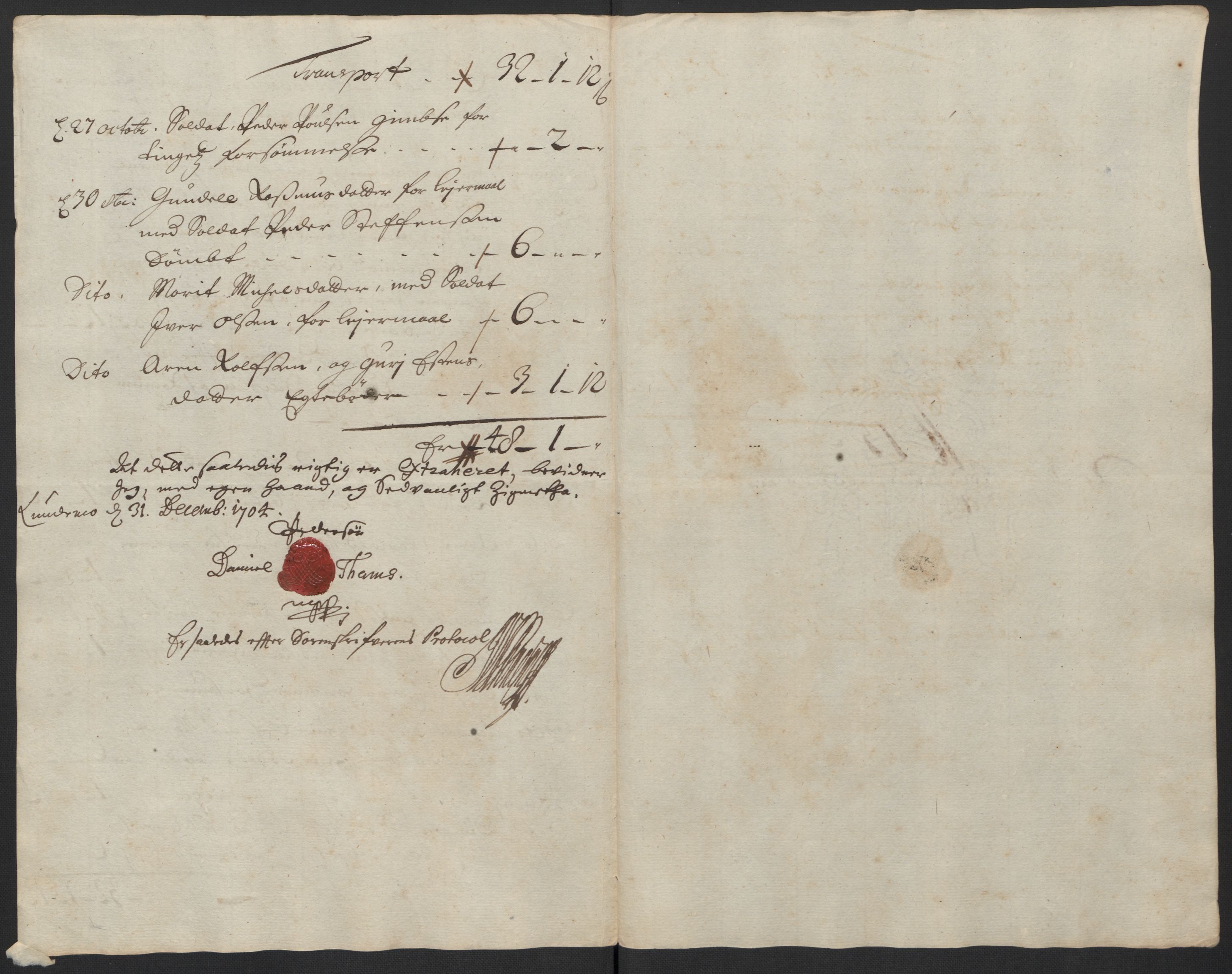 Rentekammeret inntil 1814, Reviderte regnskaper, Fogderegnskap, AV/RA-EA-4092/R60/L3954: Fogderegnskap Orkdal og Gauldal, 1704, p. 393