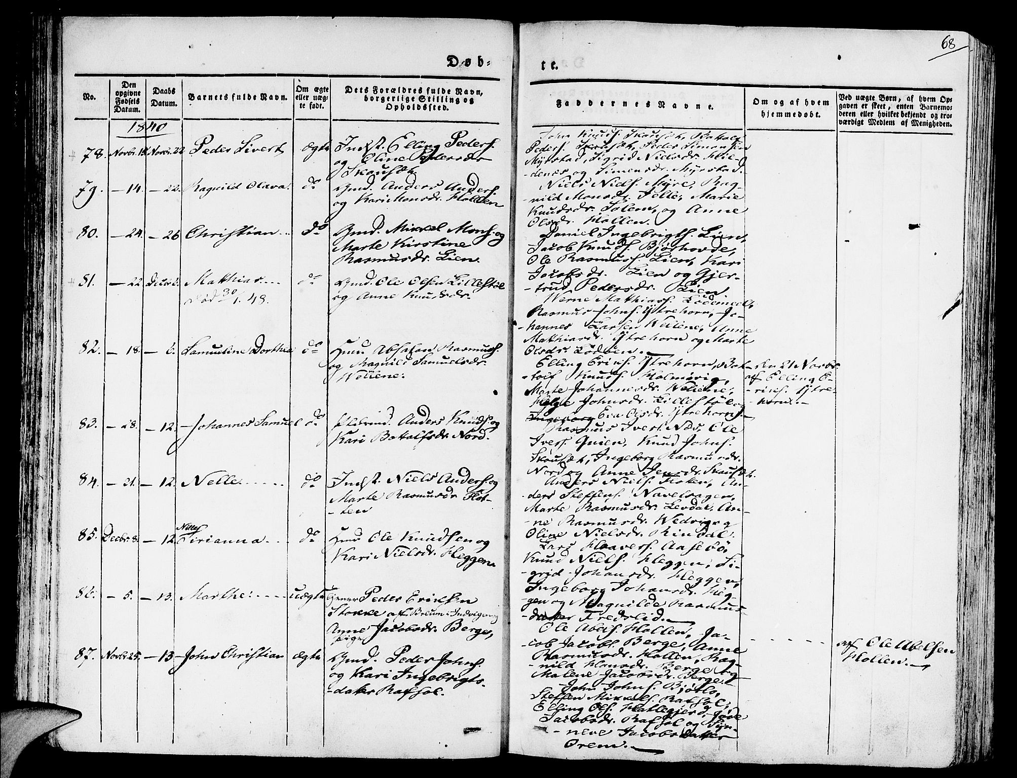 Eid sokneprestembete, SAB/A-82301/H/Haa/Haaa/L0006: Parish register (official) no. A 6, 1831-1843, p. 68