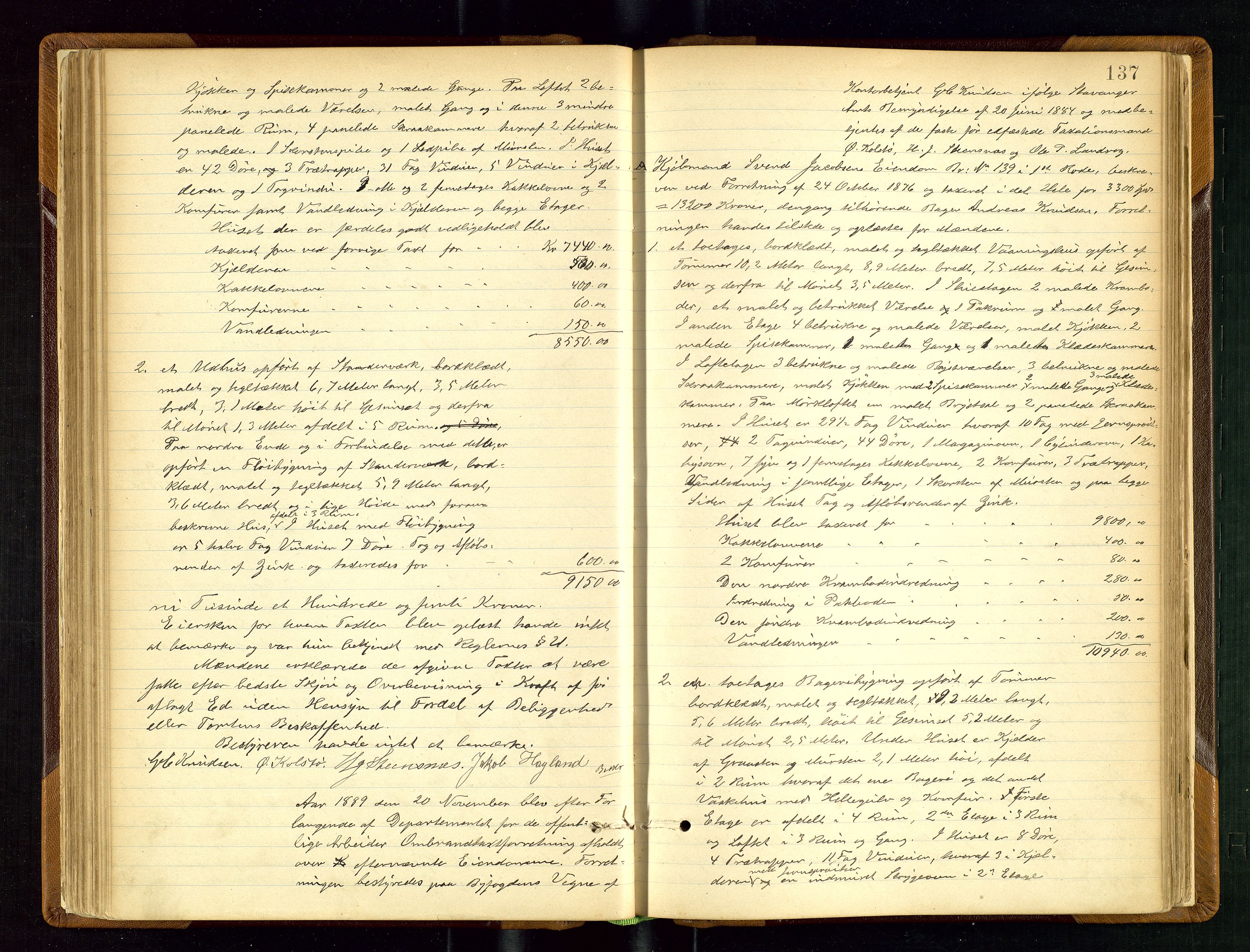Norges Brannkasse Haugesund, AV/SAST-A-102142/0002/O/L0002: Branntakstprotokoll, 1883-1895, p. 136b-137a