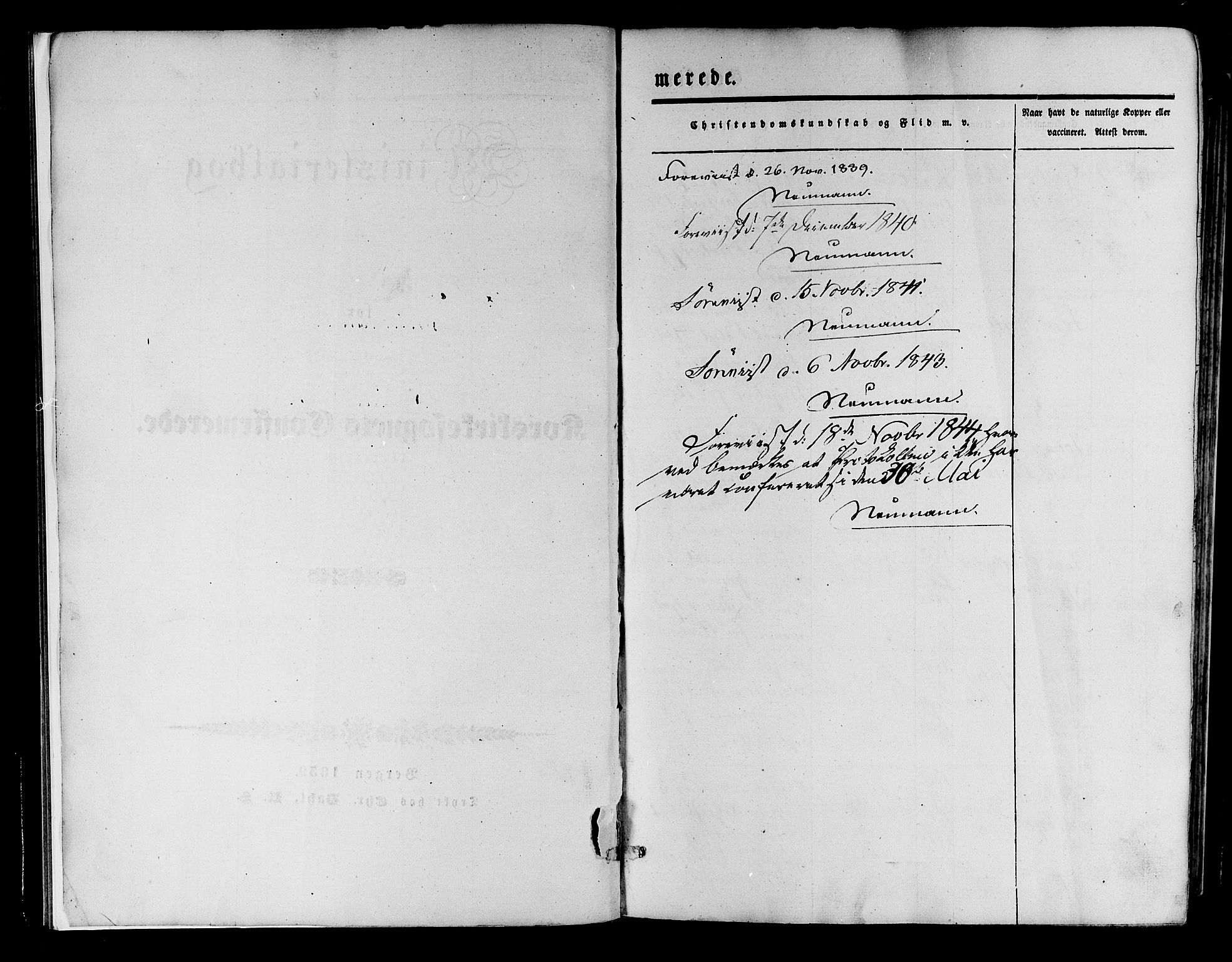 Korskirken sokneprestembete, AV/SAB-A-76101/H/Hab: Parish register (copy) no. C 1, 1839-1868