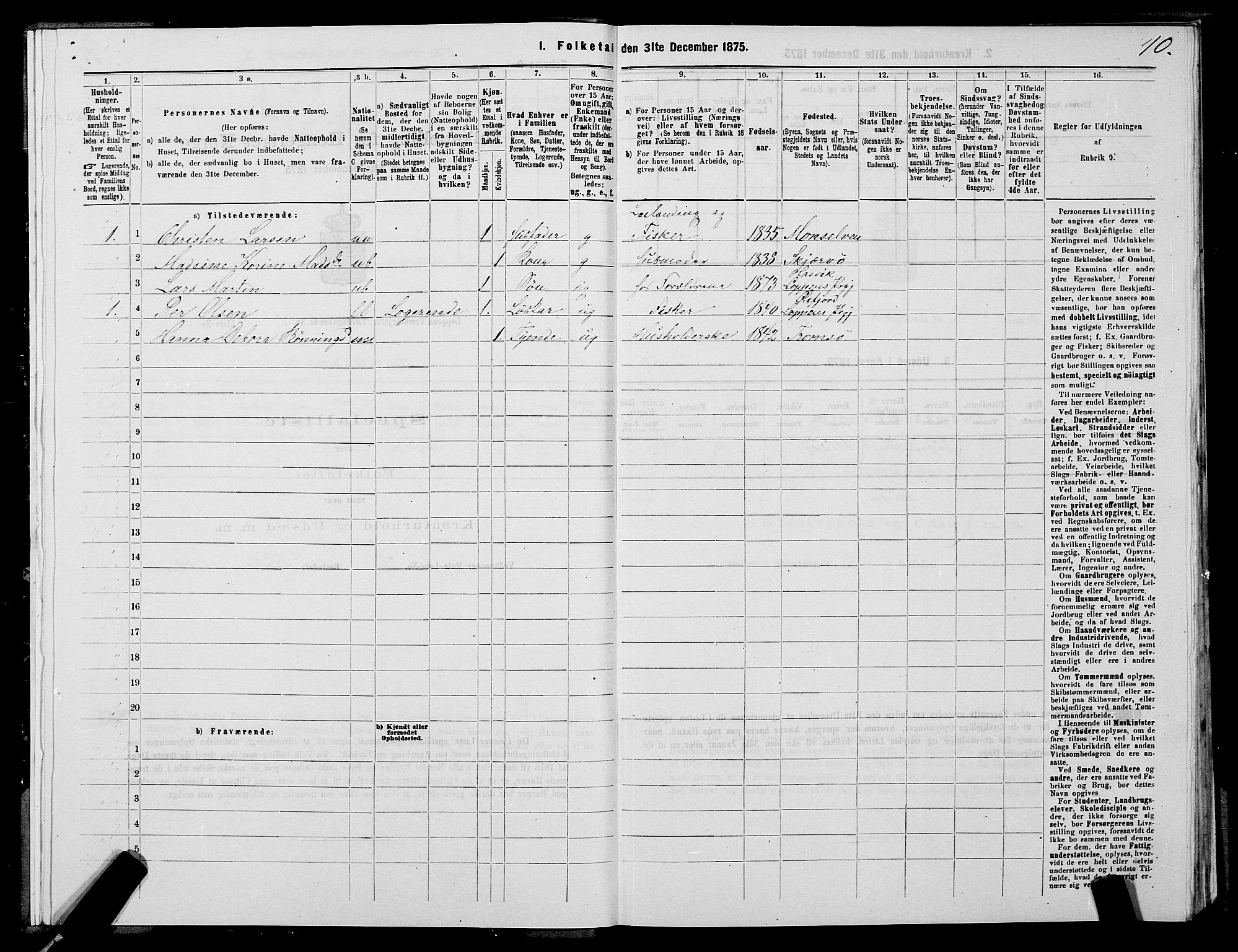 SATØ, 1875 census for 2014P Loppa, 1875, p. 1010