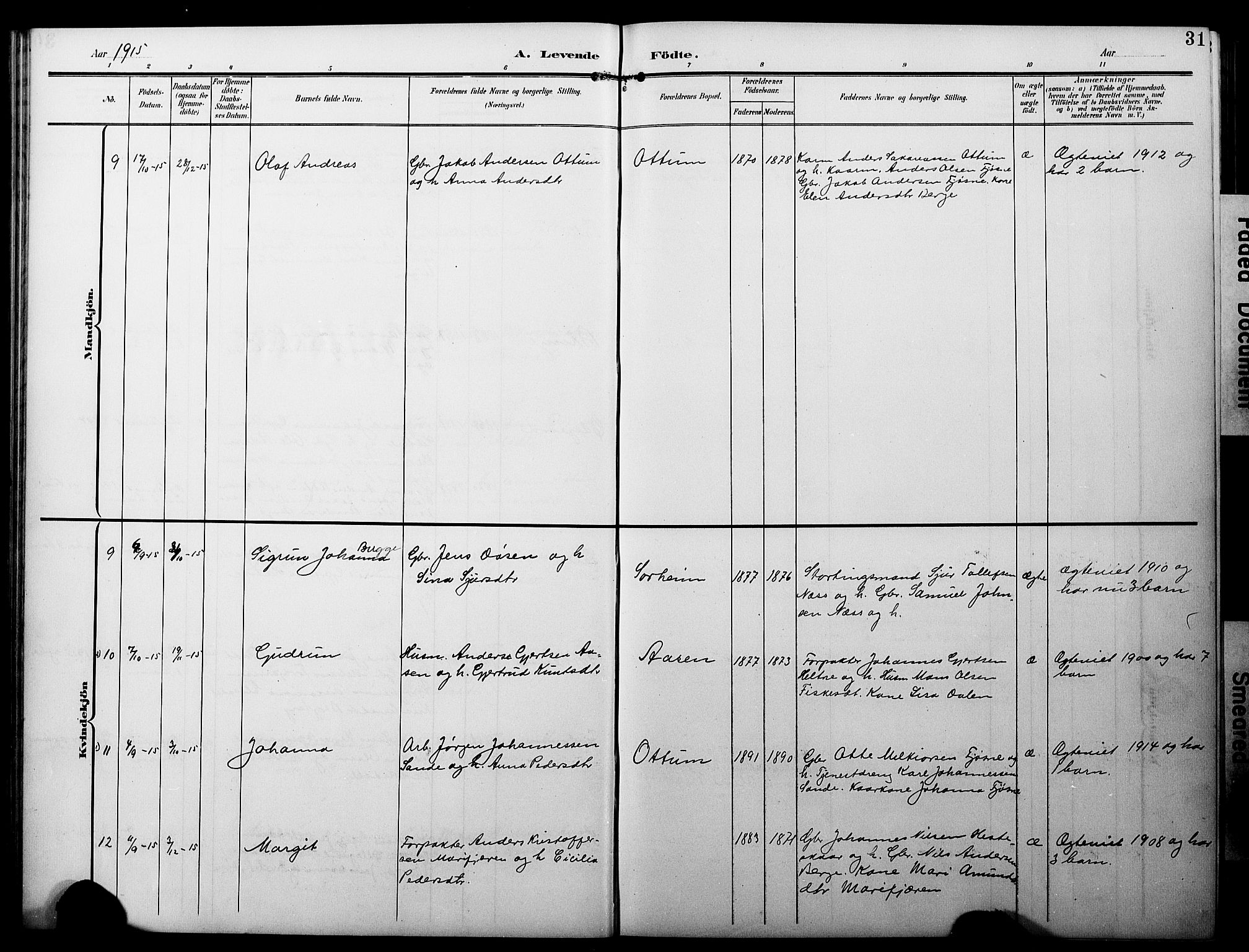 Luster sokneprestembete, AV/SAB-A-81101/H/Hab/Haba/L0001: Parish register (copy) no. A 1, 1903-1930, p. 31