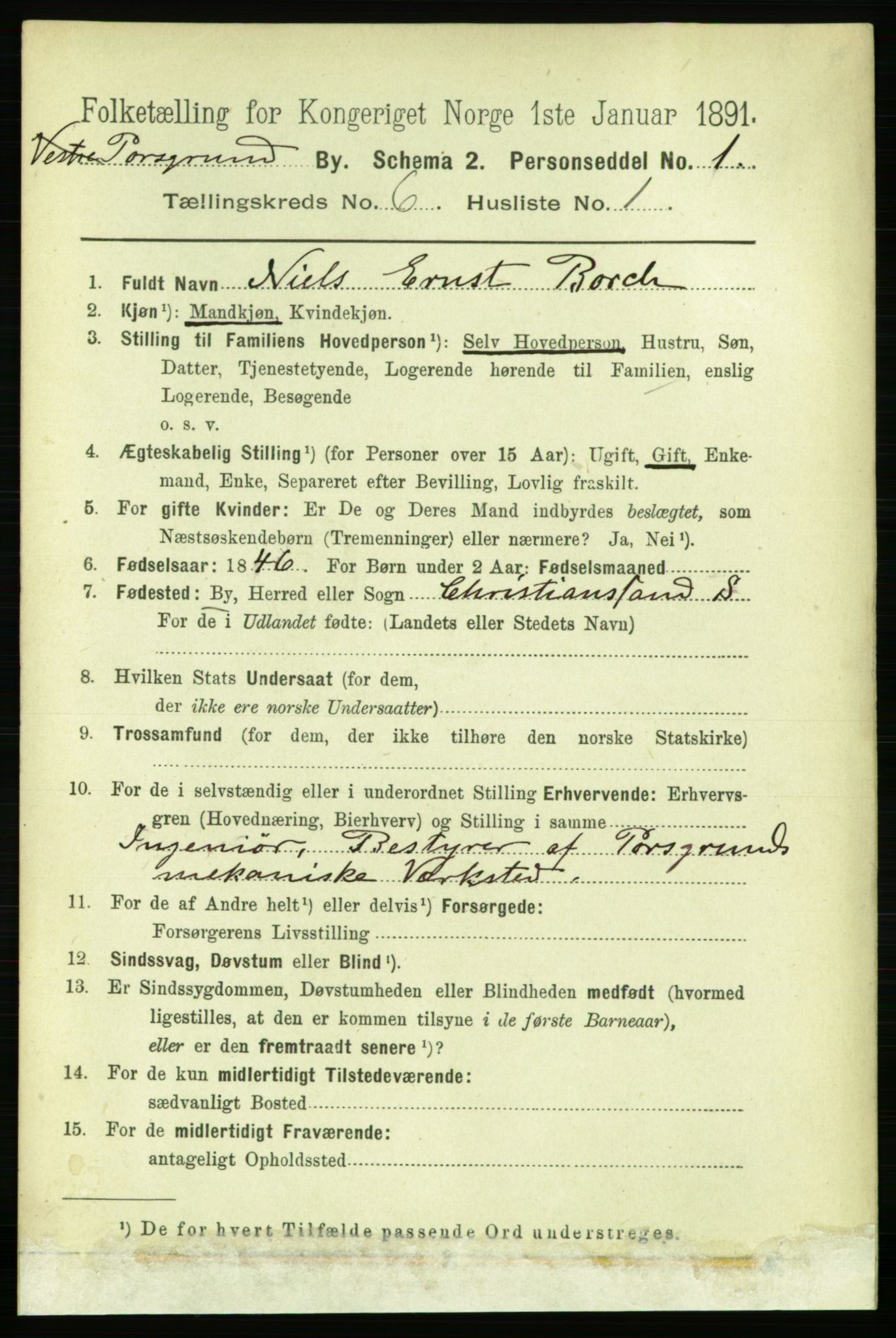 RA, 1891 census for 0805 Porsgrunn, 1891, p. 5099