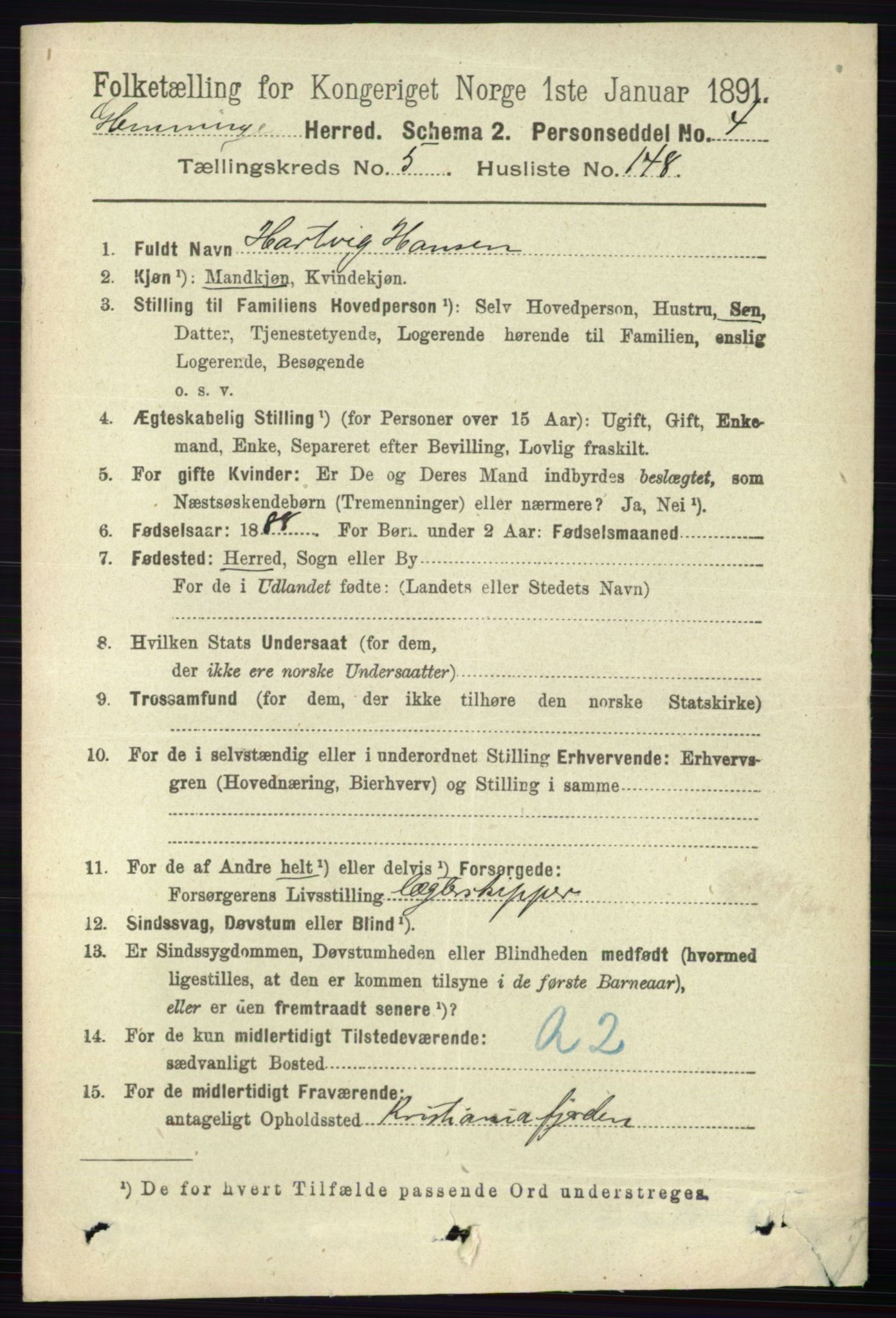 RA, 1891 census for 0132 Glemmen, 1891, p. 7310