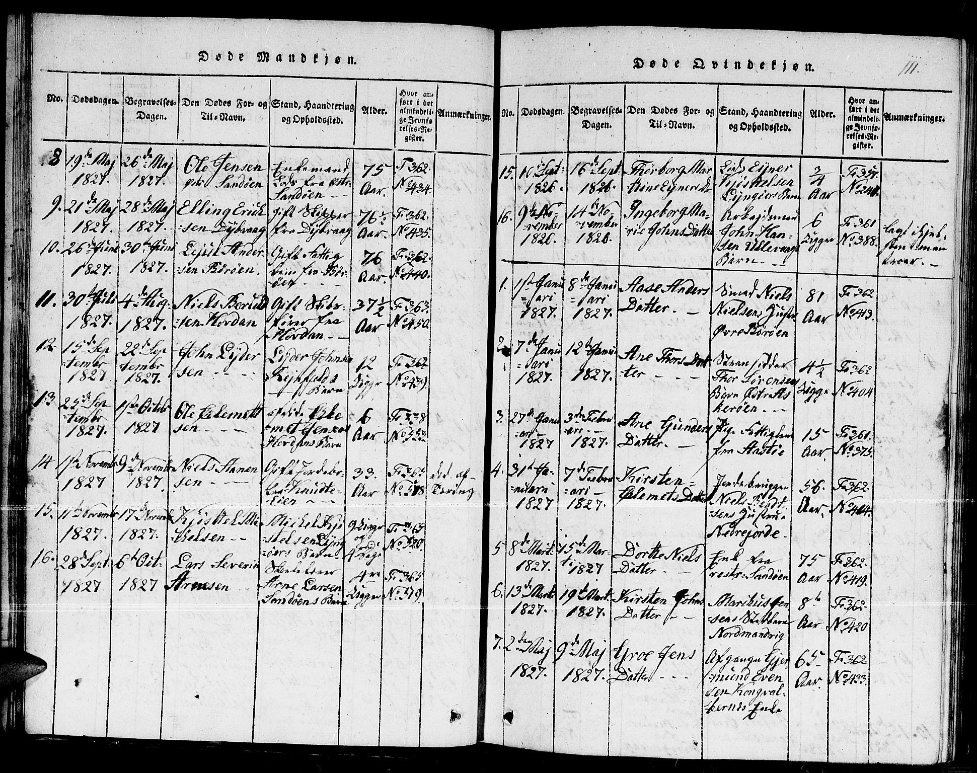 Dypvåg sokneprestkontor, AV/SAK-1111-0007/F/Fb/Fba/L0009: Parish register (copy) no. B 9, 1816-1842, p. 111