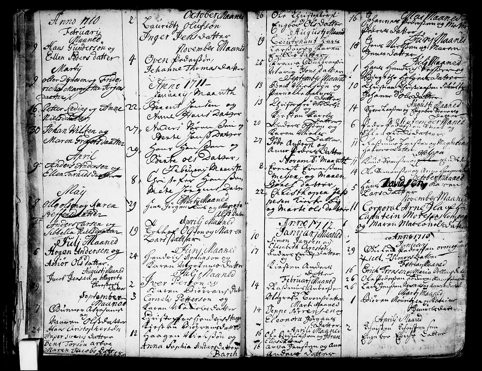 Oslo domkirke Kirkebøker, AV/SAO-A-10752/F/Fa/L0002: Parish register (official) no. 2, 1705-1730, p. 4