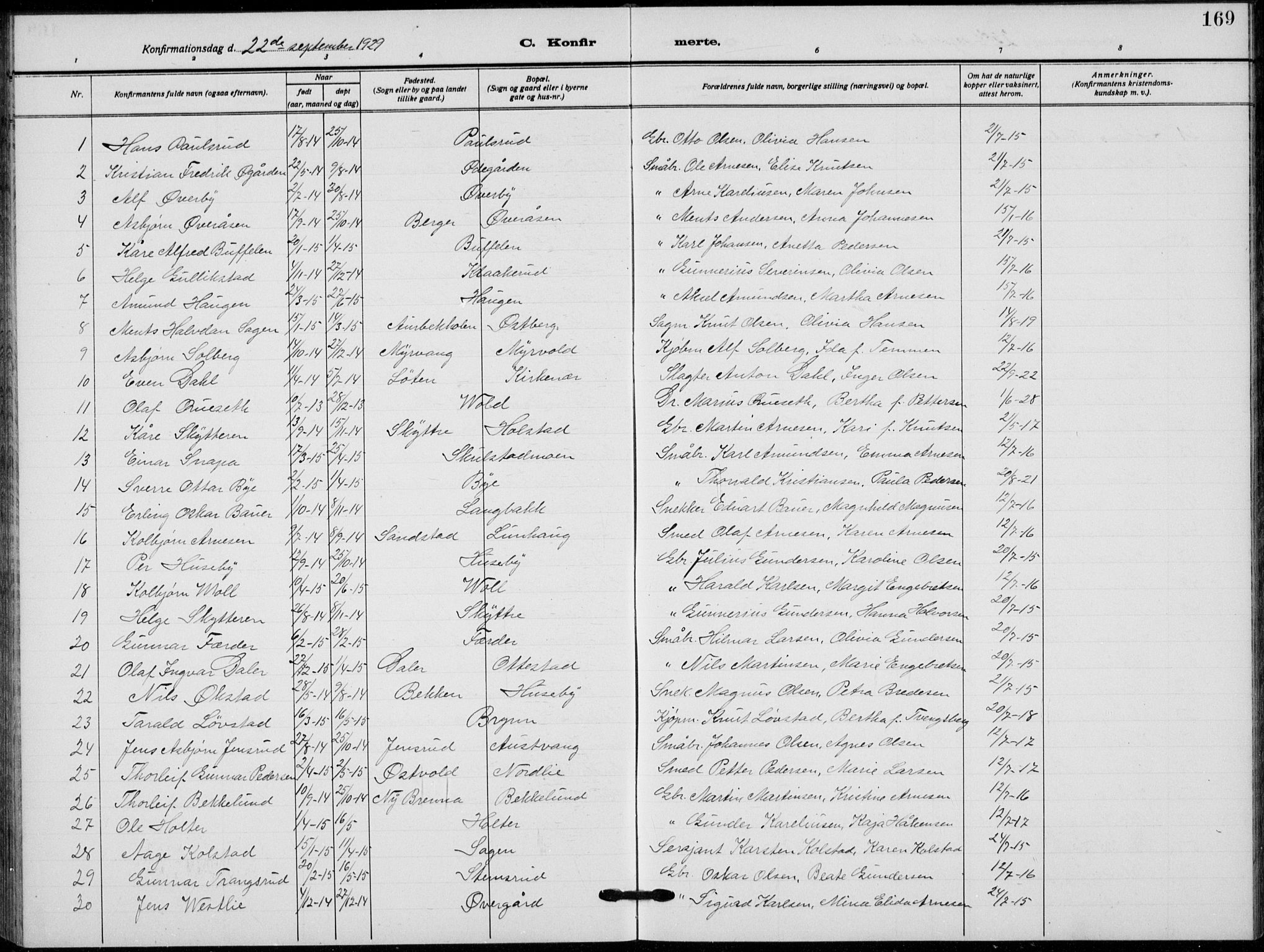 Grue prestekontor, AV/SAH-PREST-036/H/Ha/Hab/L0008: Parish register (copy) no. 8, 1921-1934, p. 169