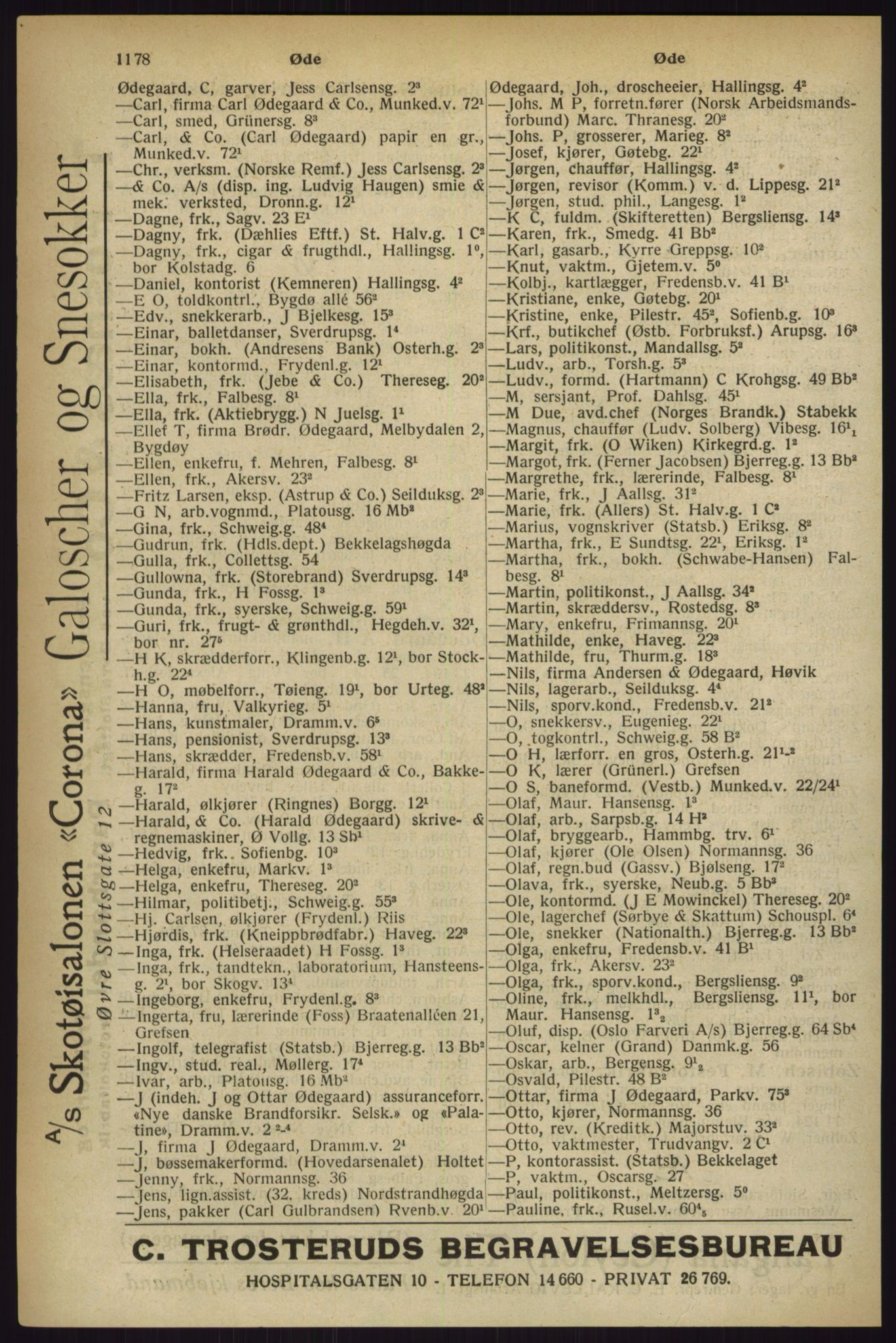 Kristiania/Oslo adressebok, PUBL/-, 1927, p. 1178