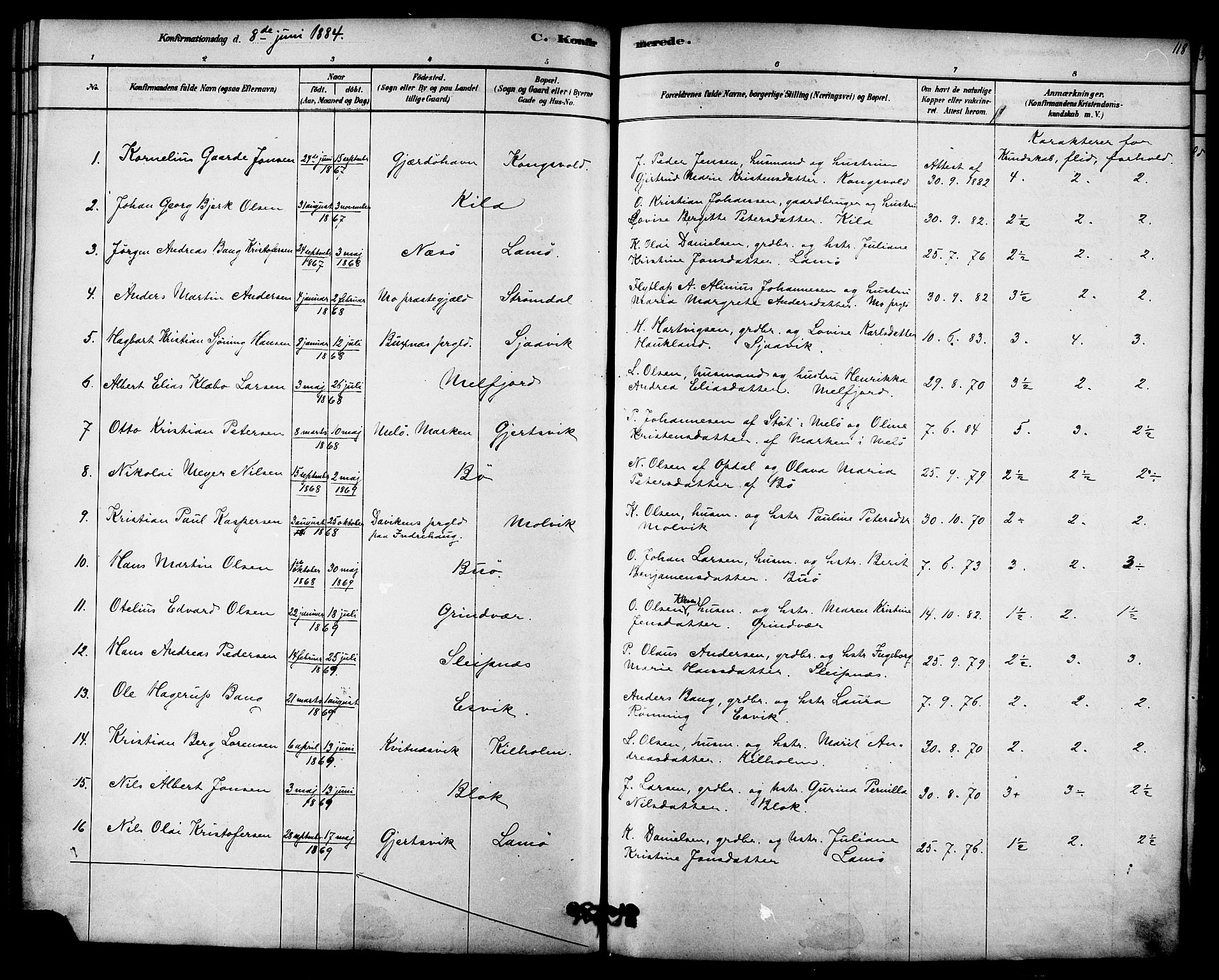 Ministerialprotokoller, klokkerbøker og fødselsregistre - Nordland, AV/SAT-A-1459/841/L0609: Parish register (official) no. 841A12, 1878-1901, p. 118