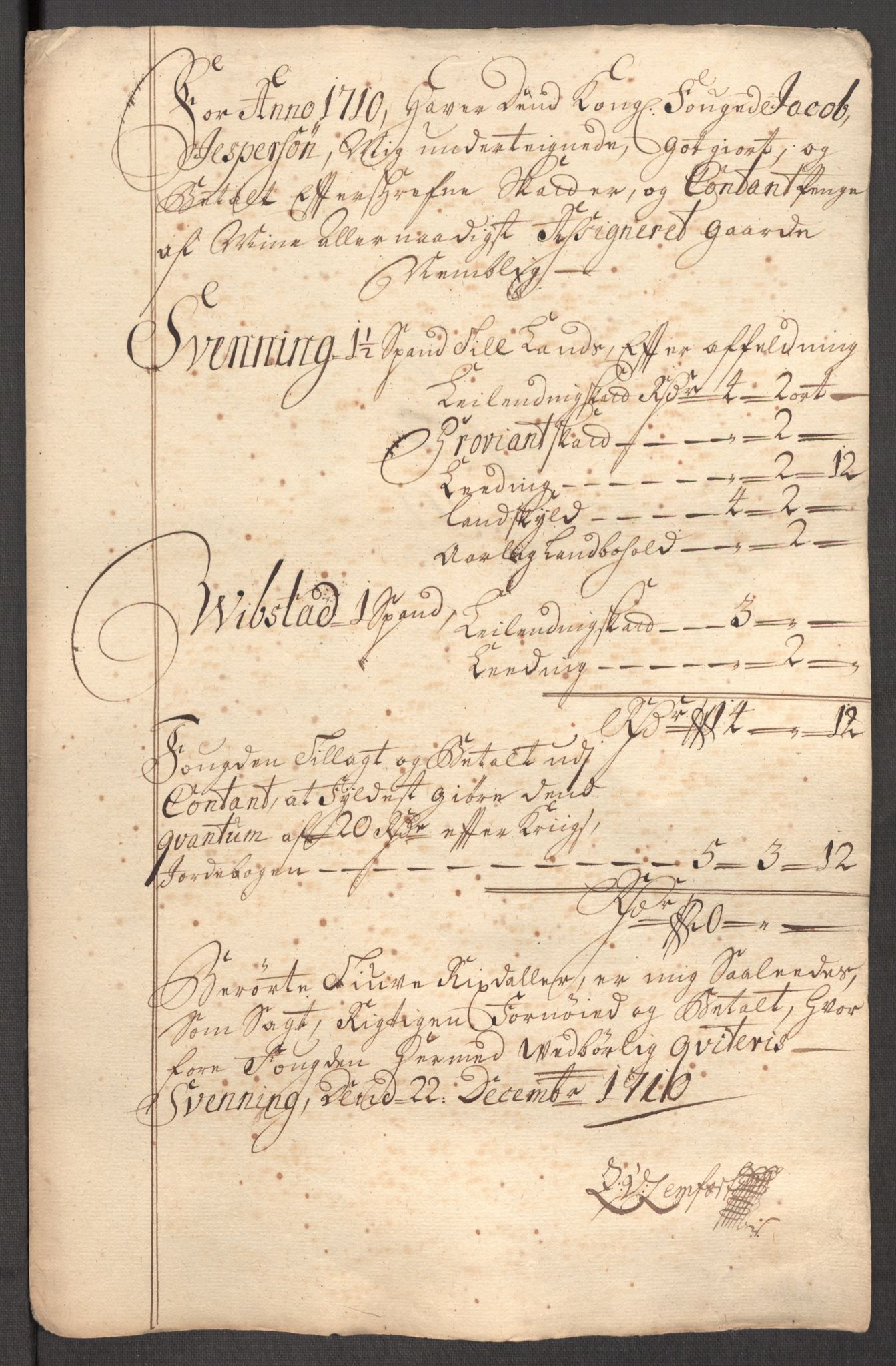 Rentekammeret inntil 1814, Reviderte regnskaper, Fogderegnskap, AV/RA-EA-4092/R64/L4431: Fogderegnskap Namdal, 1709-1710, p. 425