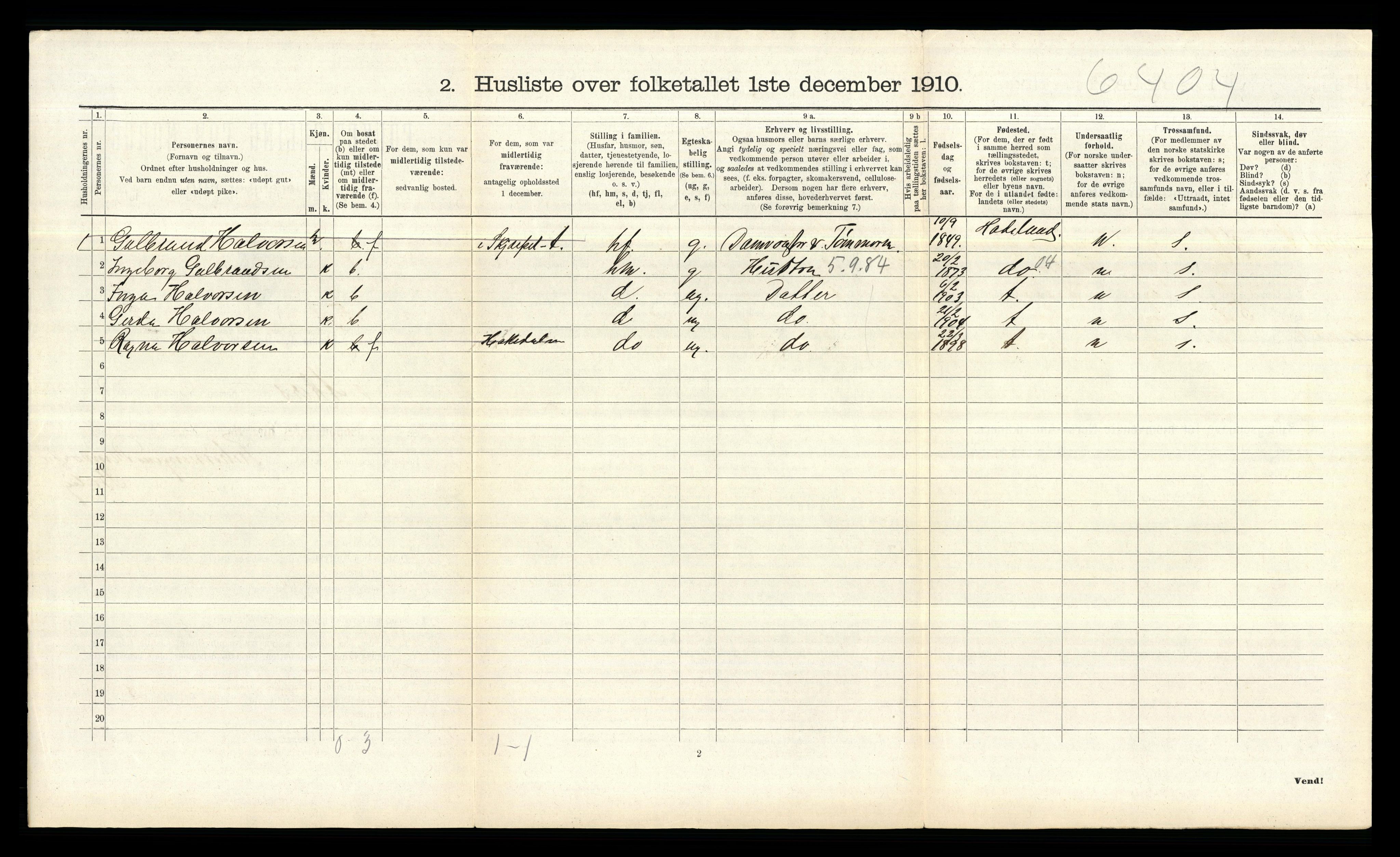 RA, 1910 census for Aker, 1910, p. 2736