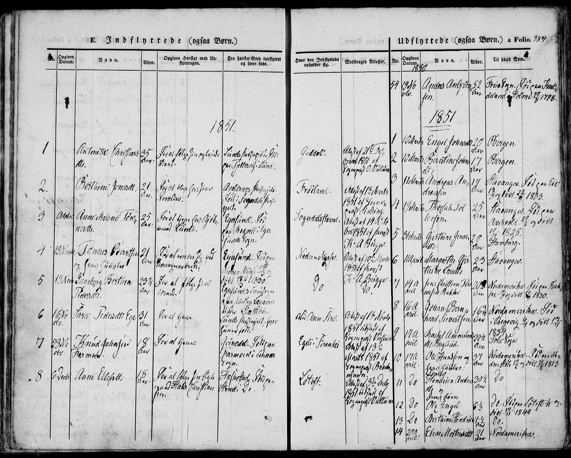 Sokndal sokneprestkontor, SAST/A-101808: Parish register (official) no. A 8.2, 1842-1857, p. 384