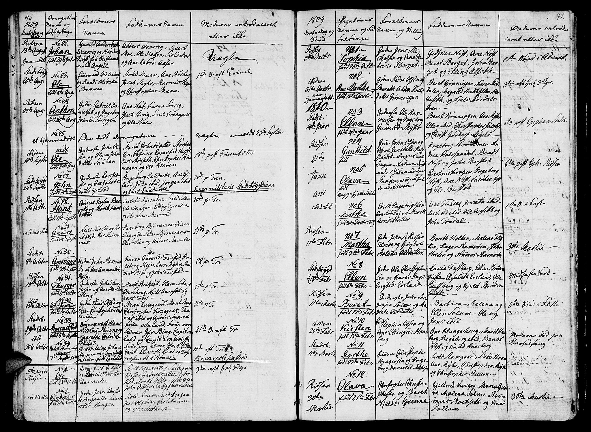 Ministerialprotokoller, klokkerbøker og fødselsregistre - Sør-Trøndelag, AV/SAT-A-1456/646/L0607: Parish register (official) no. 646A05, 1806-1815, p. 46-47