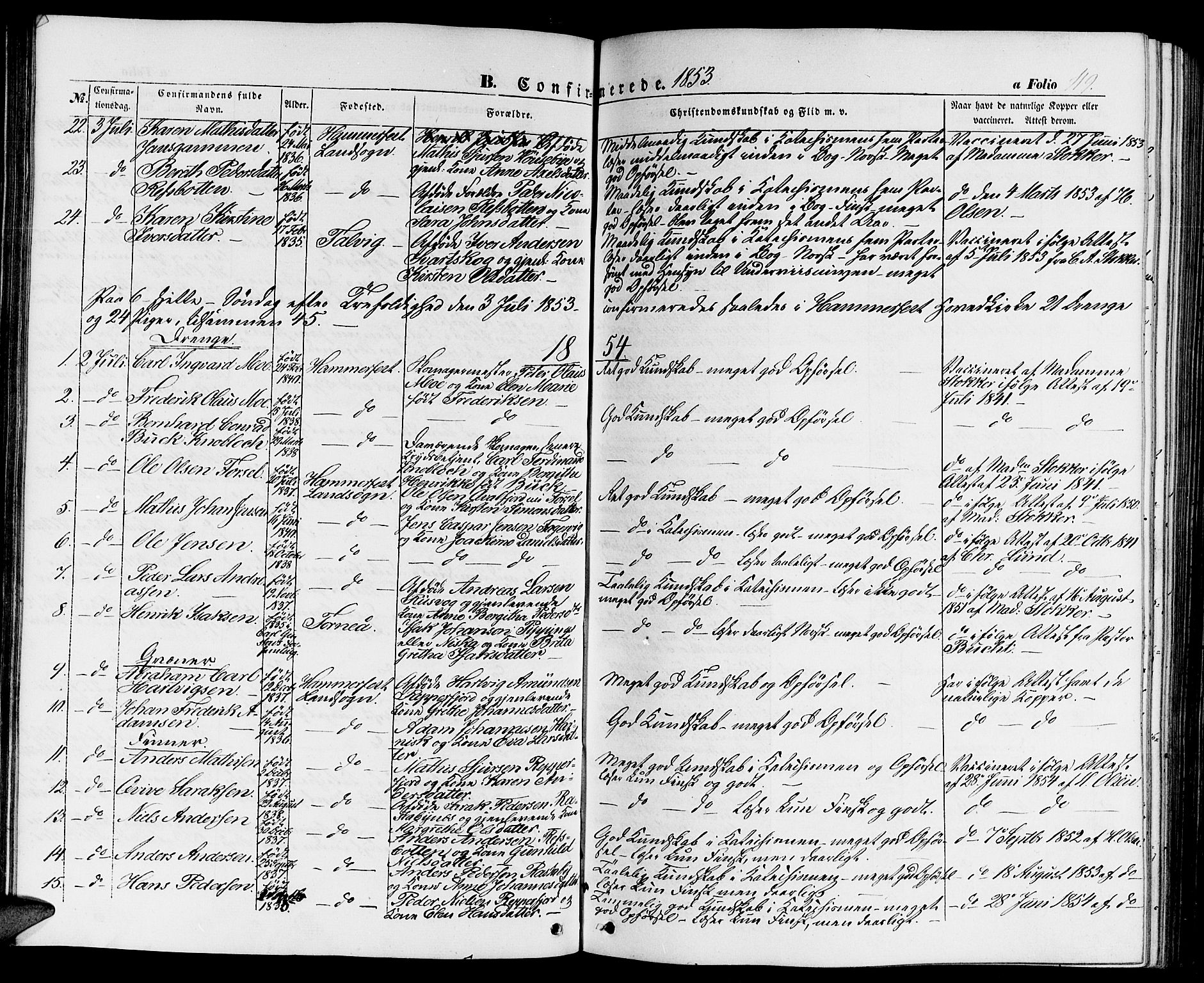 Hammerfest sokneprestkontor, SATØ/S-1347/H/Hb/L0002.klokk: Parish register (copy) no. 2, 1851-1861, p. 119