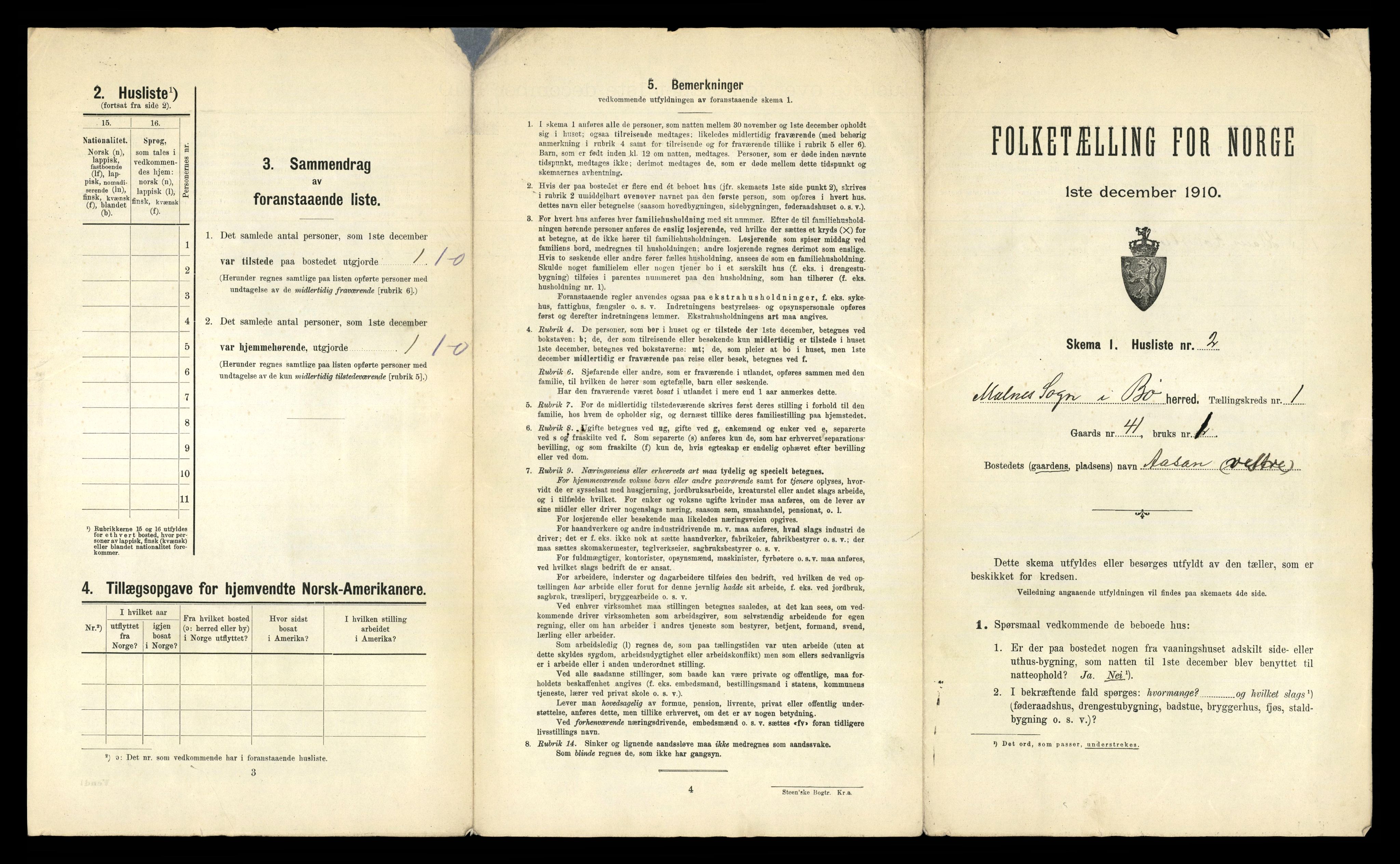 RA, 1910 census for Bø, 1910, p. 1083