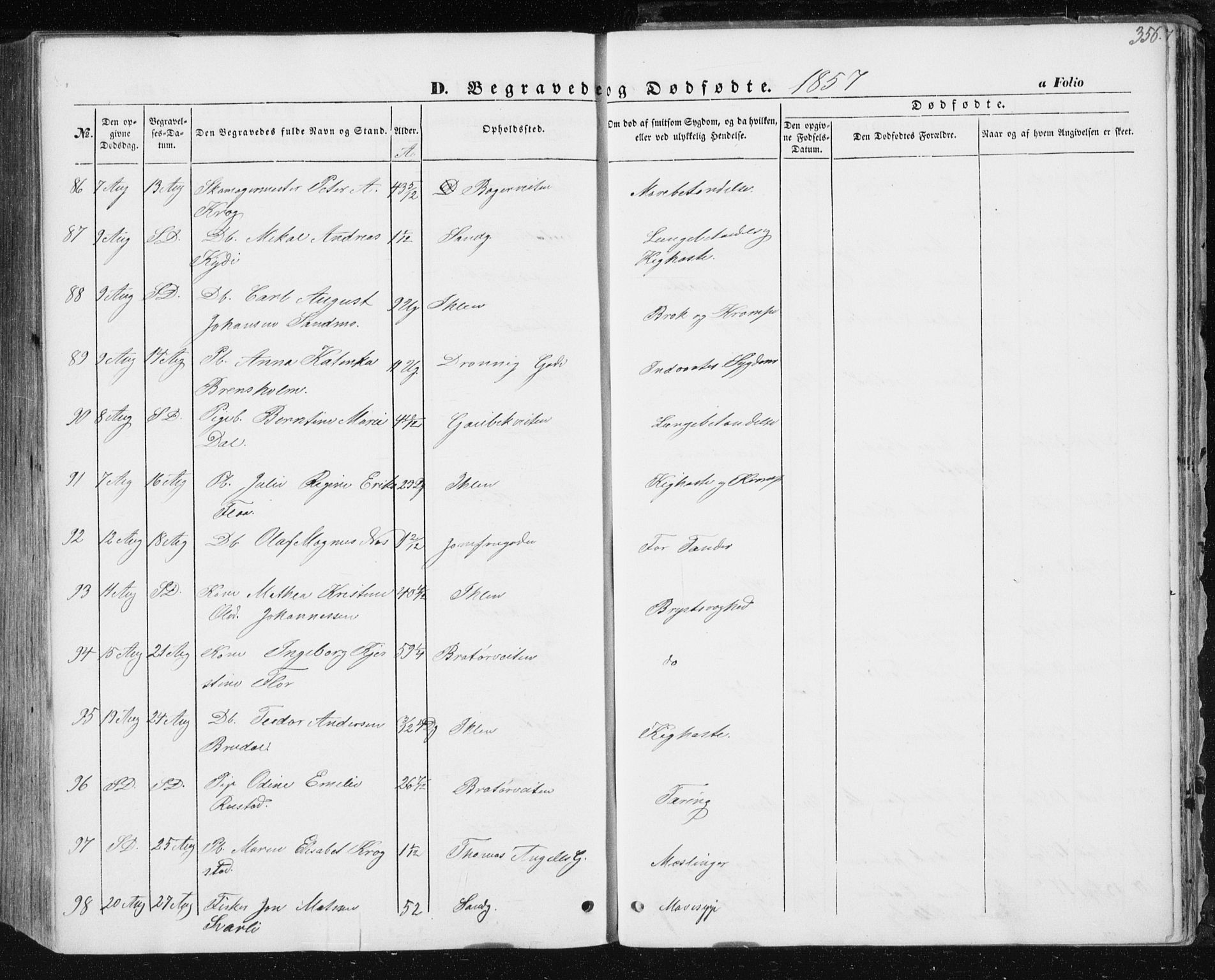 Ministerialprotokoller, klokkerbøker og fødselsregistre - Sør-Trøndelag, AV/SAT-A-1456/602/L0112: Parish register (official) no. 602A10, 1848-1859, p. 356