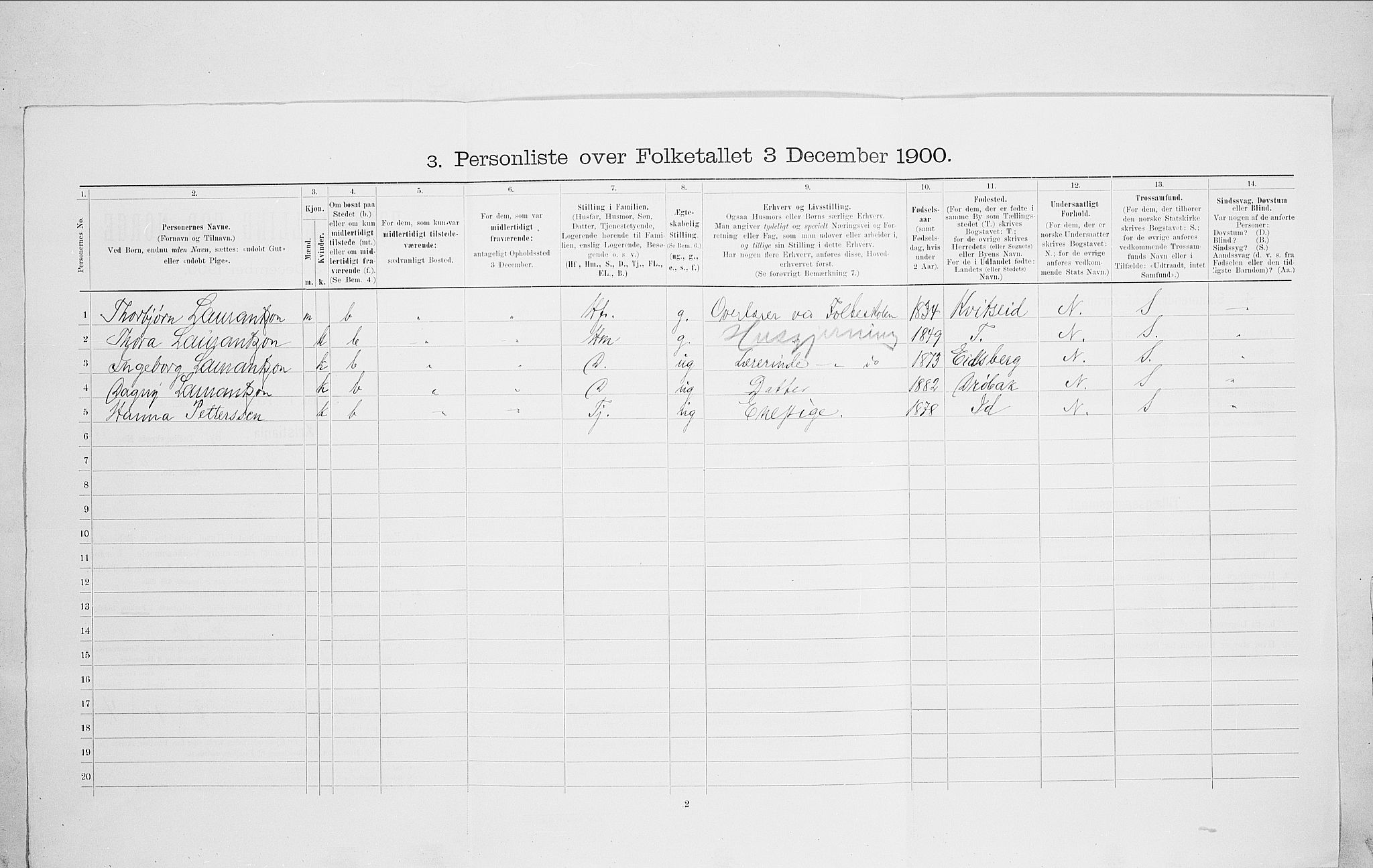 SAO, 1900 census for Kristiania, 1900, p. 101516