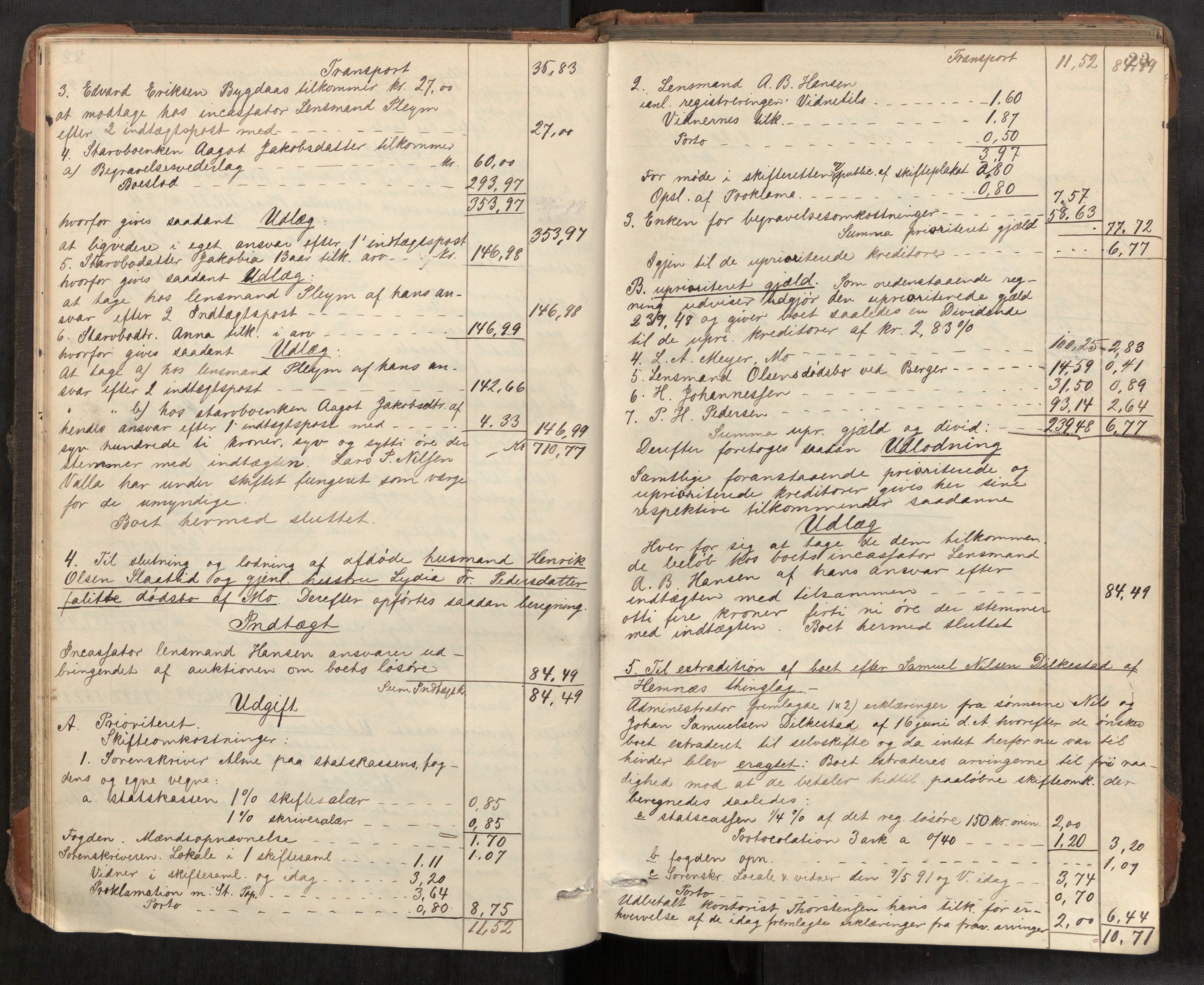 Rana sorenskriveri , AV/SAT-A-1108/1/3/3A/L0006: Skifteslutningsprotokoll, 1891-1896, p. 23