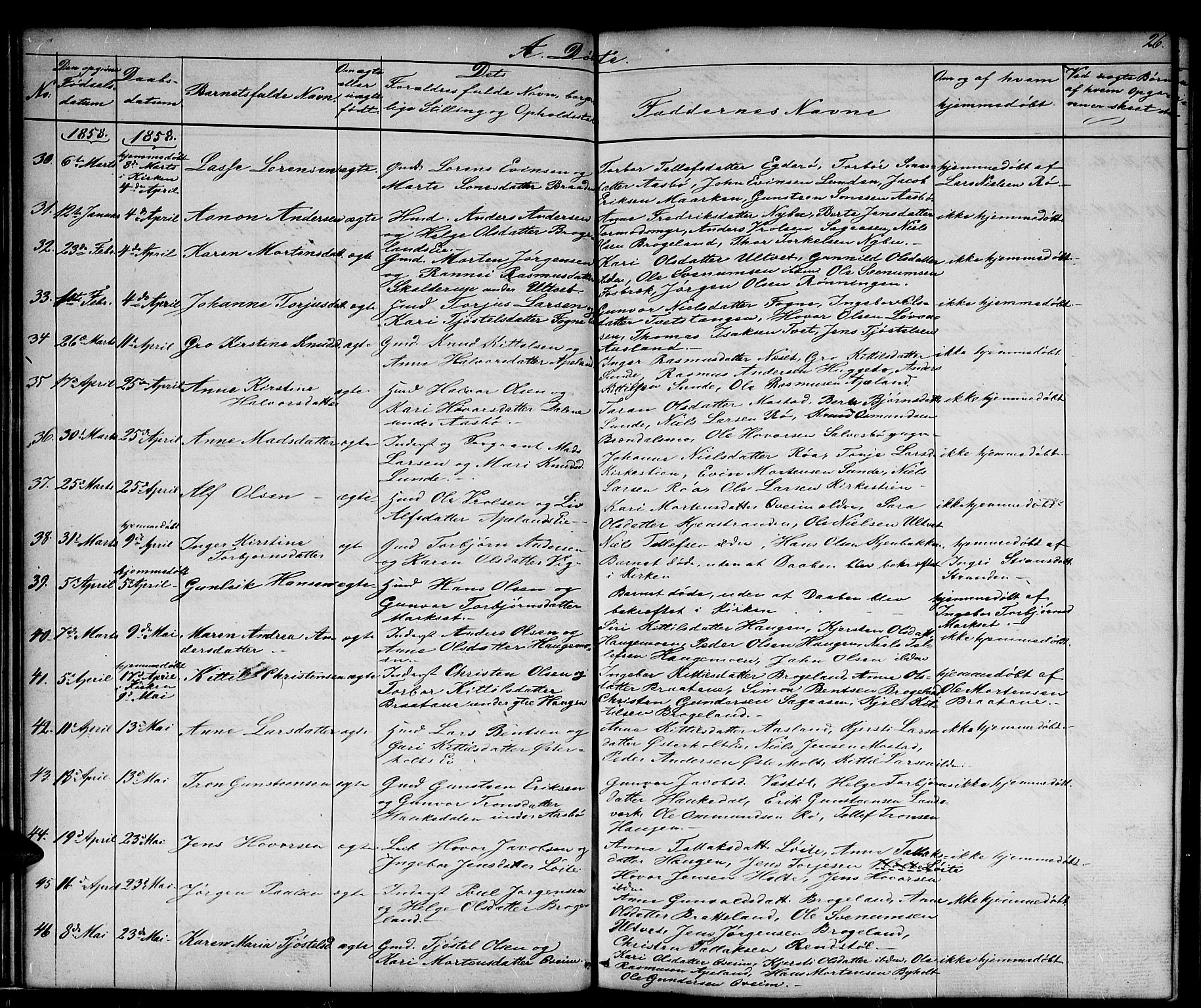 Gjerstad sokneprestkontor, AV/SAK-1111-0014/F/Fb/Fba/L0005: Parish register (copy) no. B 5, 1853-1867, p. 26
