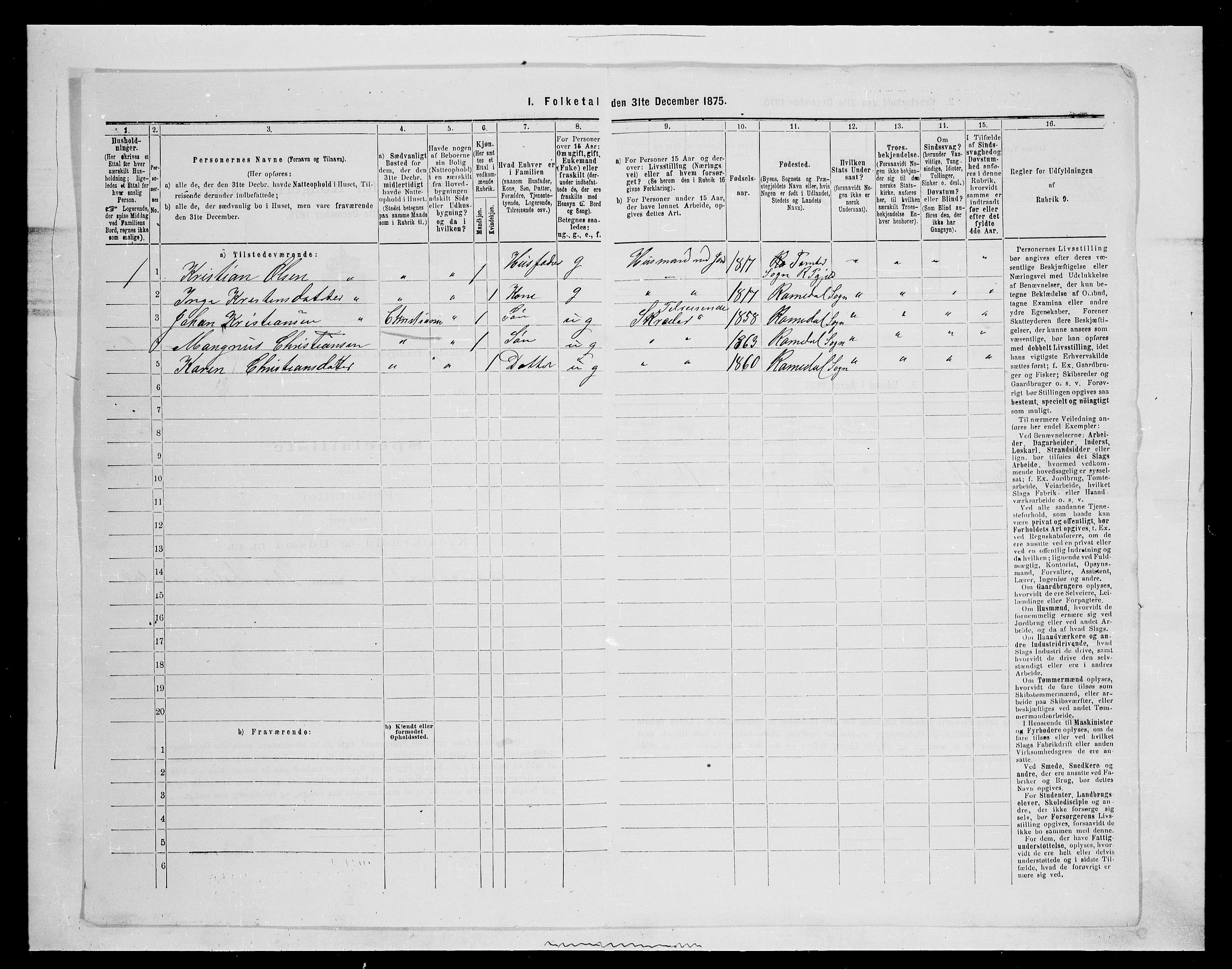 SAH, 1875 census for 0416P Romedal, 1875, p. 122