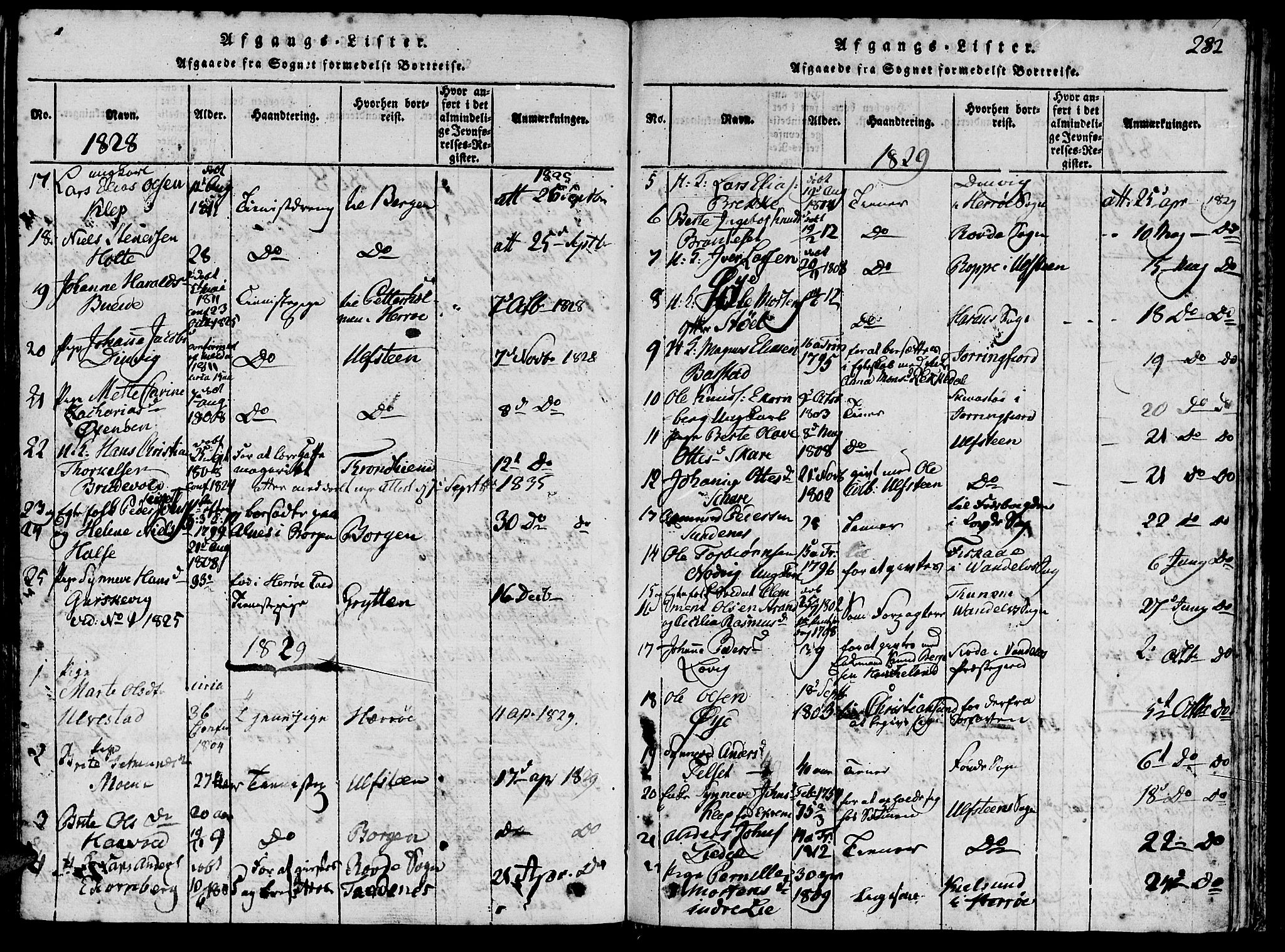 Ministerialprotokoller, klokkerbøker og fødselsregistre - Møre og Romsdal, AV/SAT-A-1454/511/L0138: Parish register (official) no. 511A05, 1817-1832, p. 282