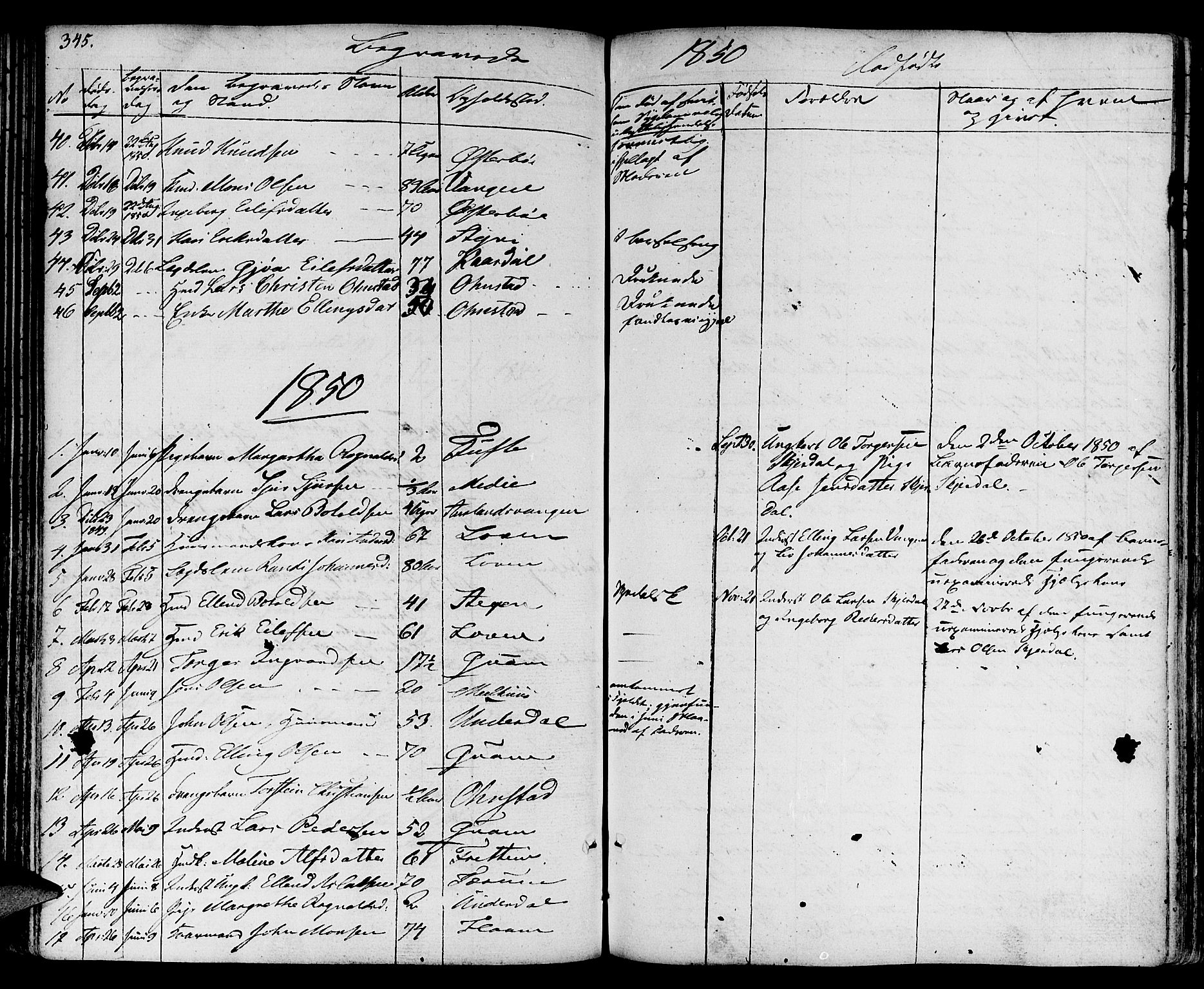 Aurland sokneprestembete, SAB/A-99937/H/Ha/Haa/L0006: Parish register (official) no. A 6, 1821-1859, p. 345